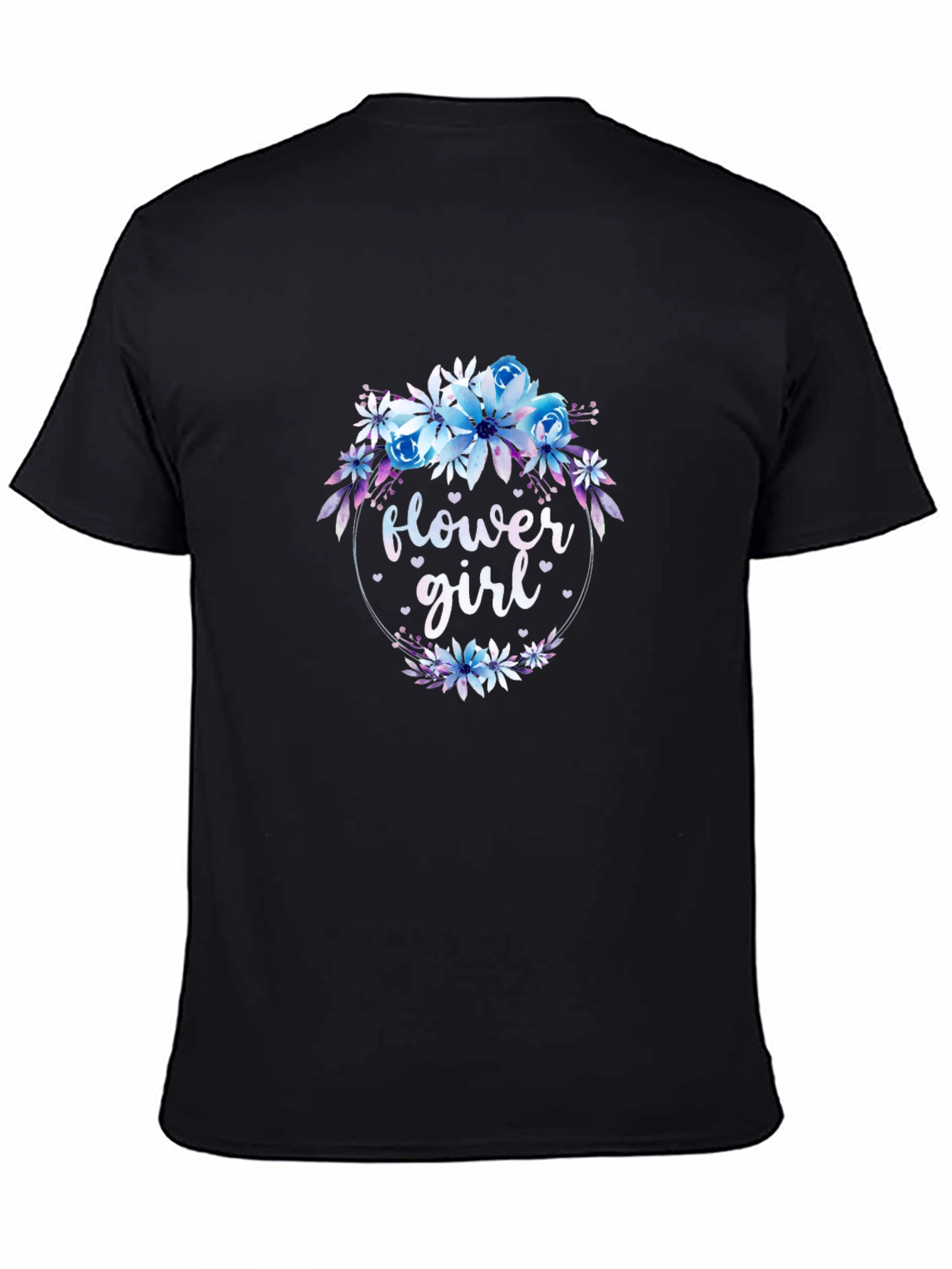 Black Flower Girl Floral Wreath Black T-Shirt view 4