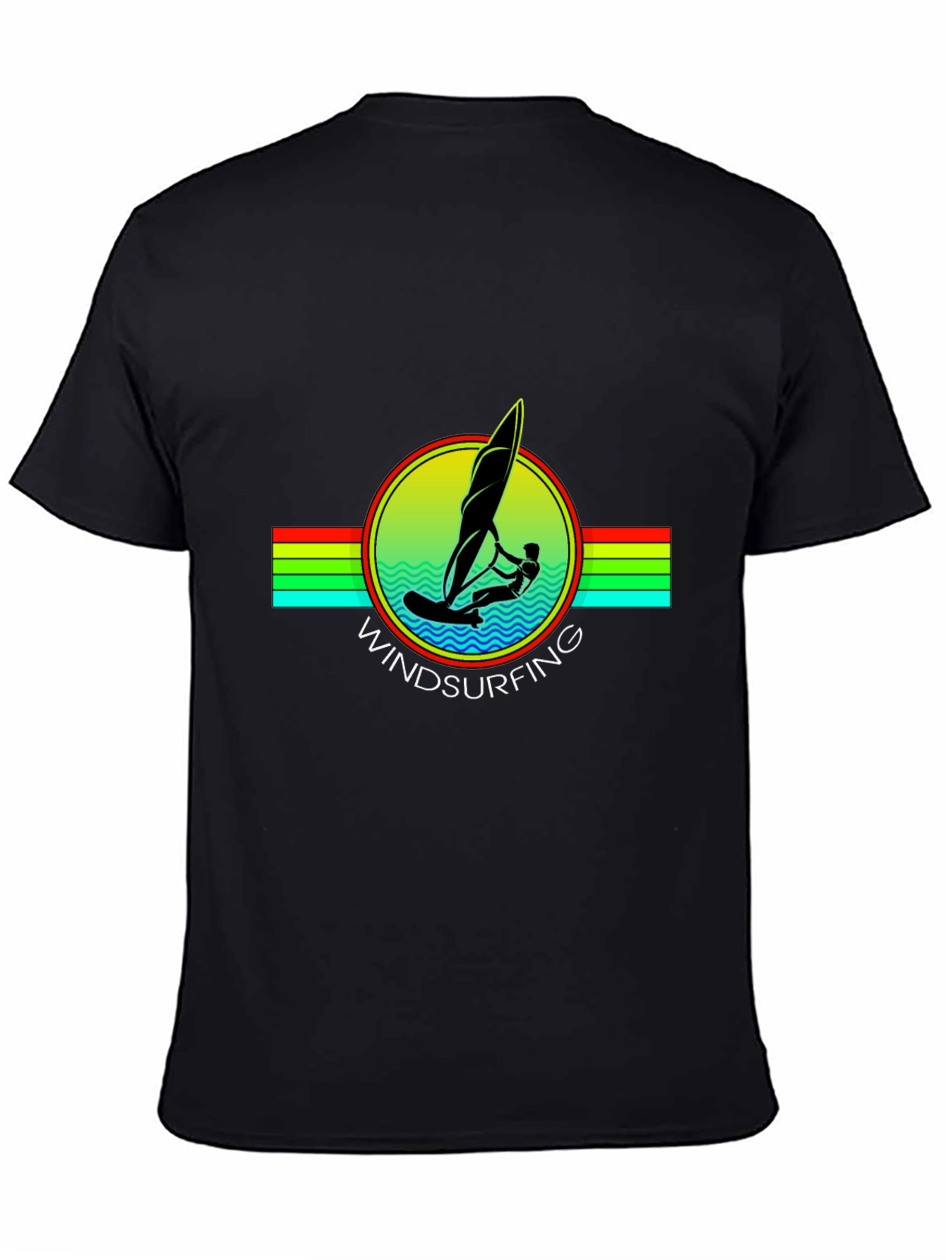 Black Windsurfing Graphic Tee - Black Cotton T-Shirt view 4