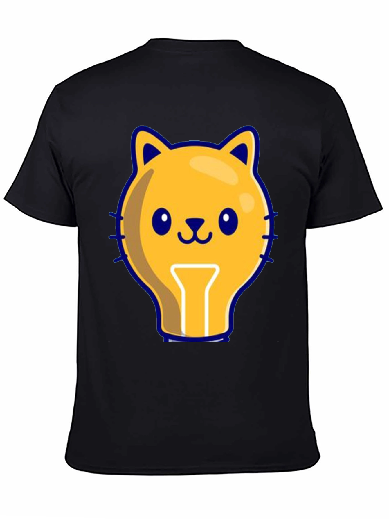 Black Cute Cat Light Bulb Graphic Tee - Black view 4