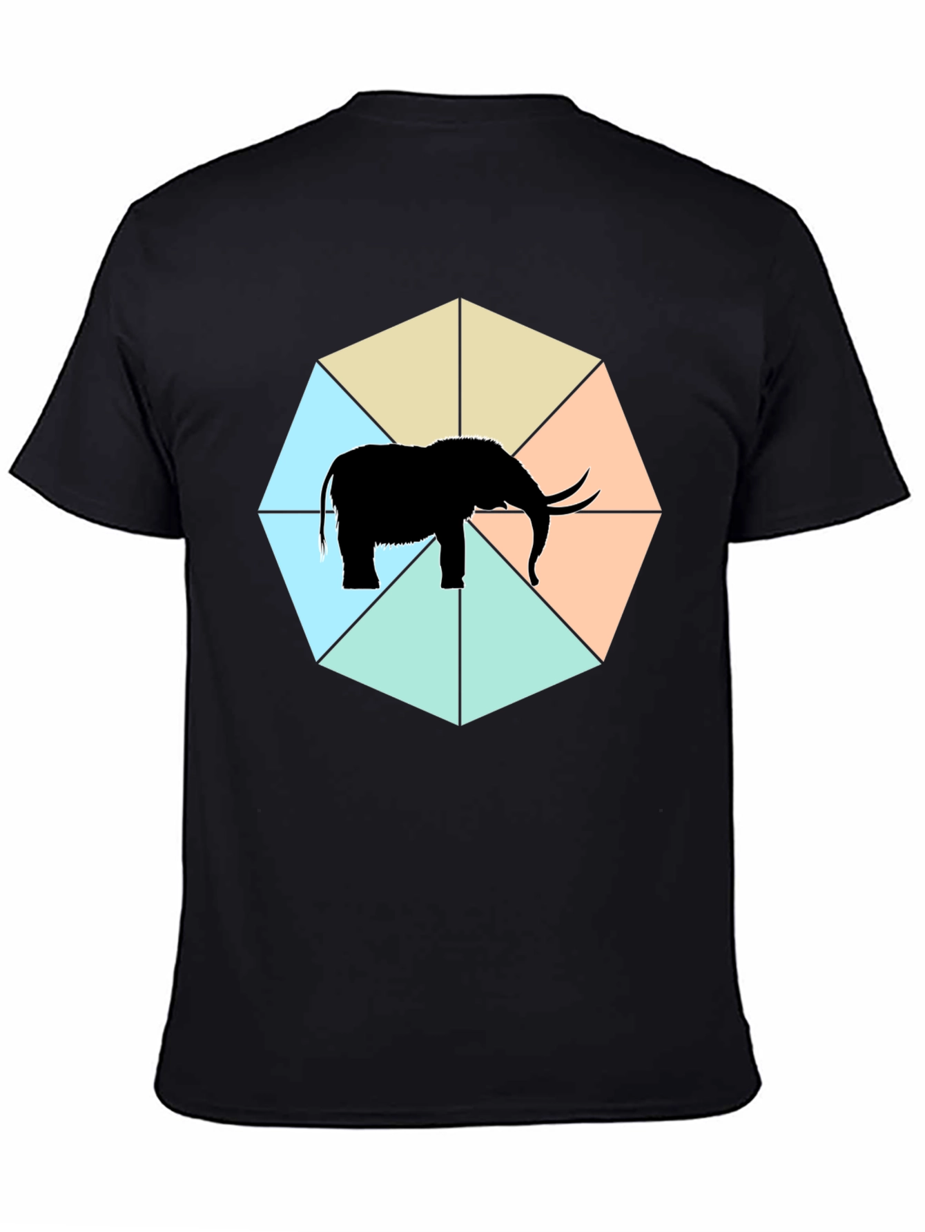 Black Elephant Octagon Graphic Tee - Stylish Men's Black T-Shirt view 4