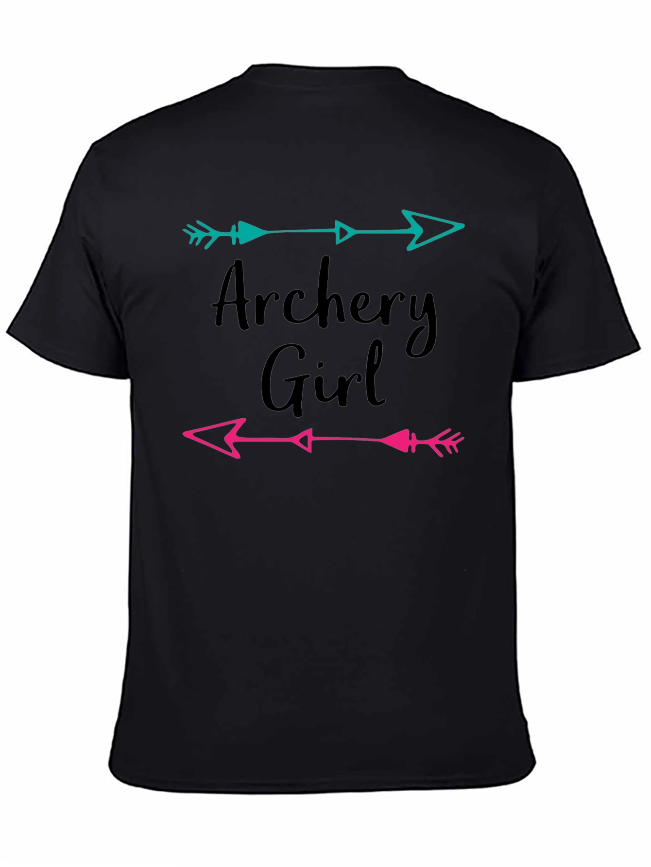 Black Archery Girl Arrow Graphic Tee - Black Cotton T-Shirt view 4