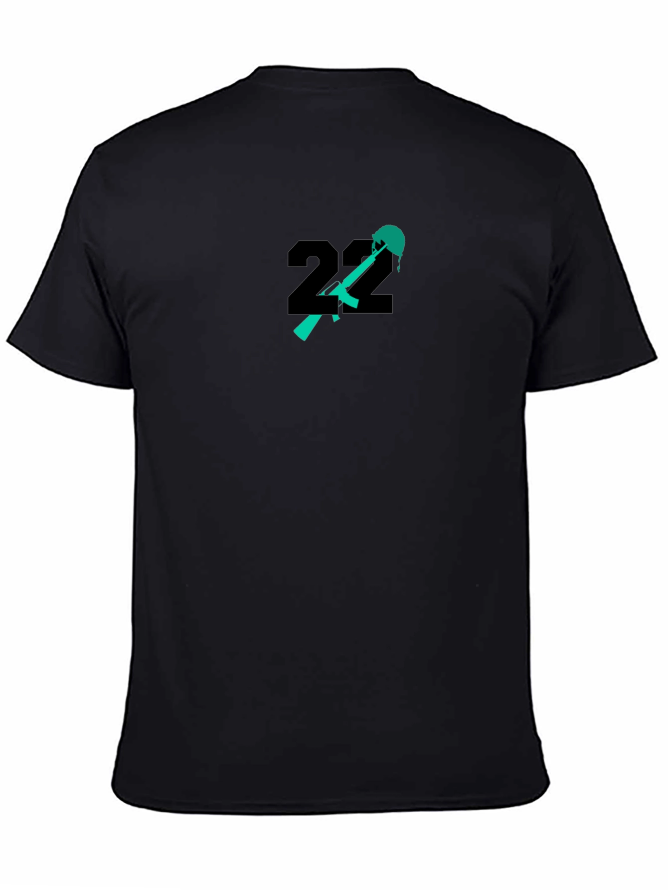 Black Edgy Number 22 Graphic Print Black T-Shirt view 4