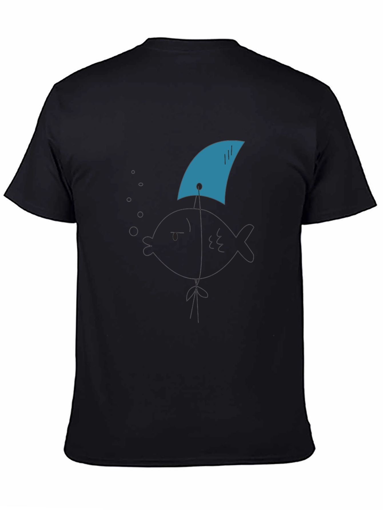 Black Shark Fin Tee - Black Cotton Graphic T-Shirt view 4