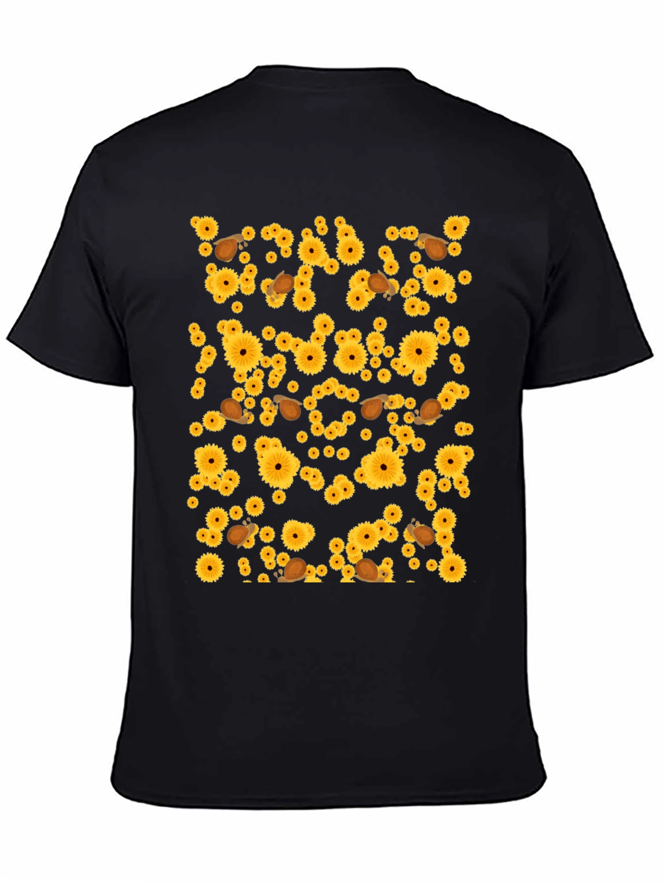 Black Sunflower & Snail Graphic Black T-Shirt view 4