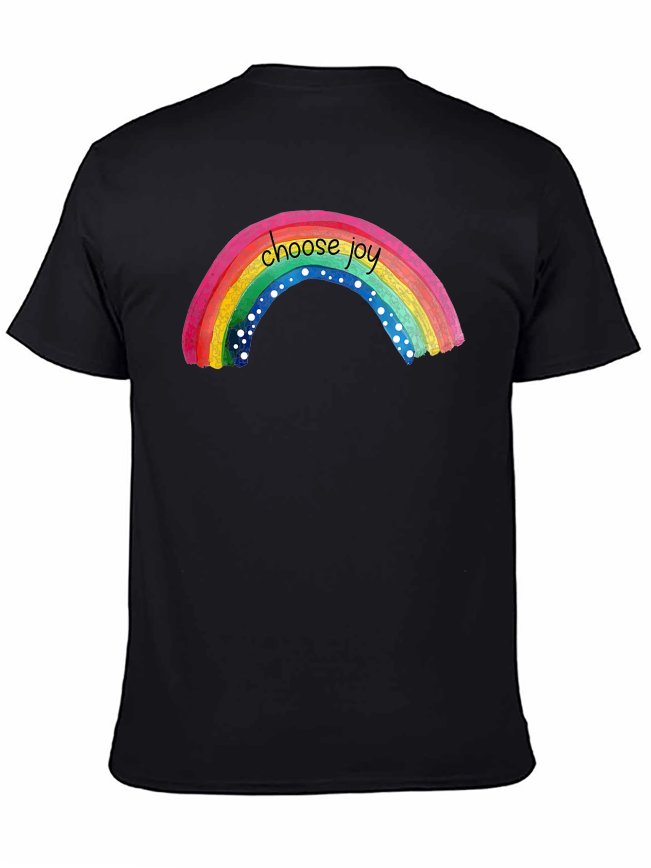 Black Choose Joy Rainbow Graphic T-Shirt - Black view 4