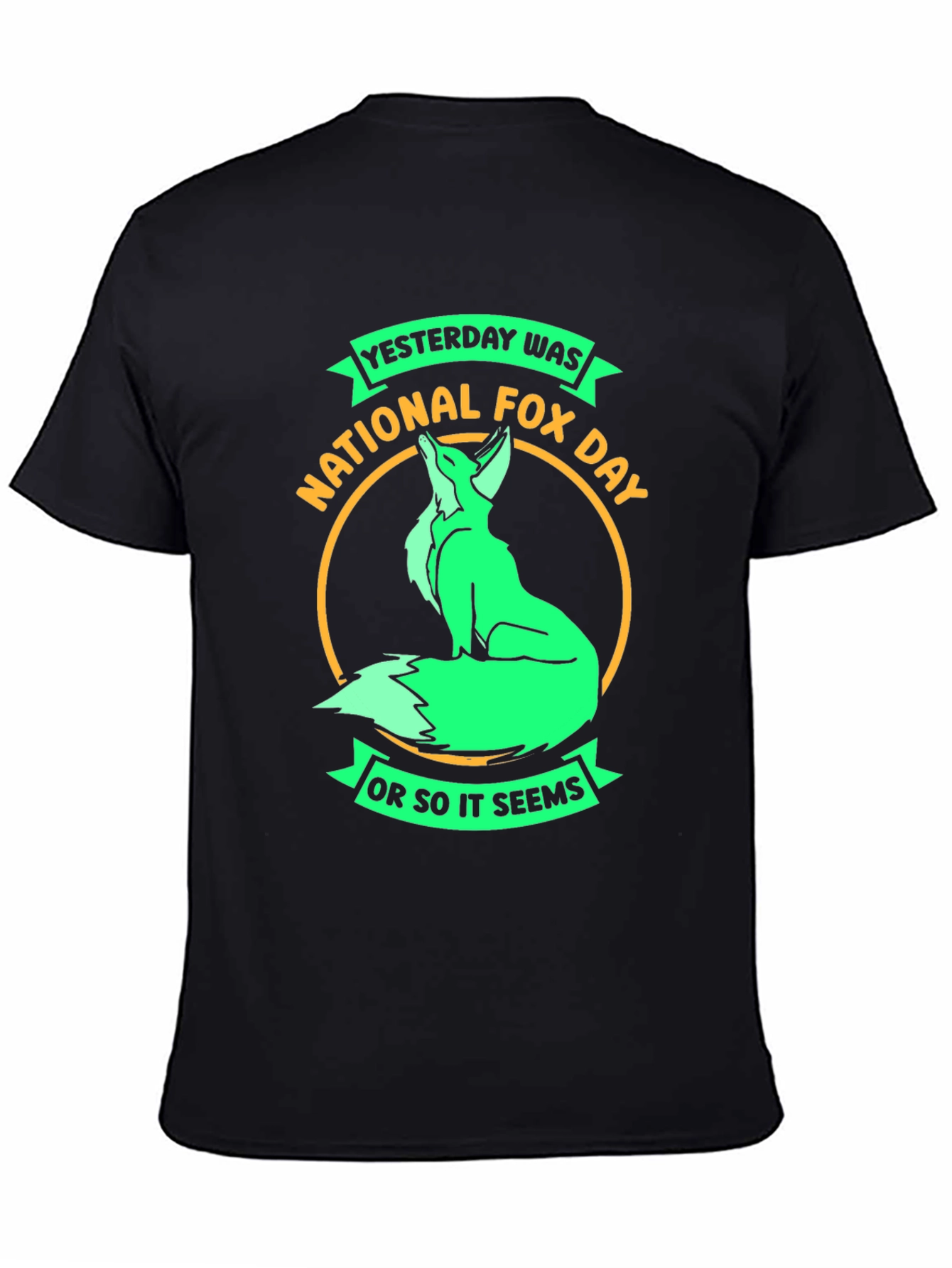 Black National Fox Day T-Shirt - Funny Sarcastic Tee view 4