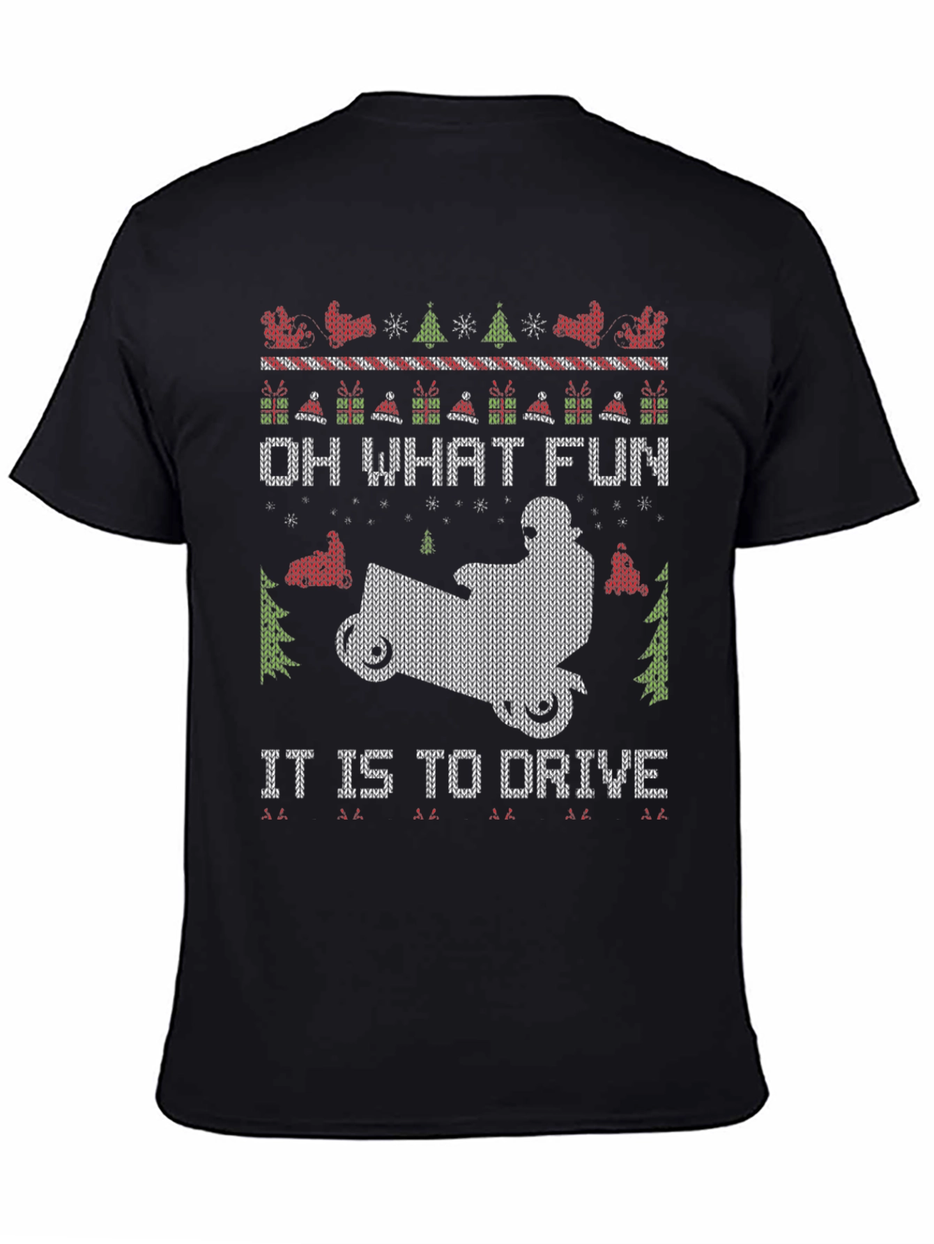 Black Ugly Christmas Snowmobile T-Shirt view 4