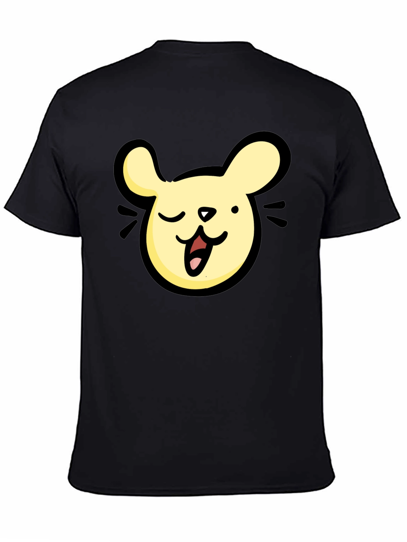 Black Cartoon Animal Graphic Black T-Shirt view 4