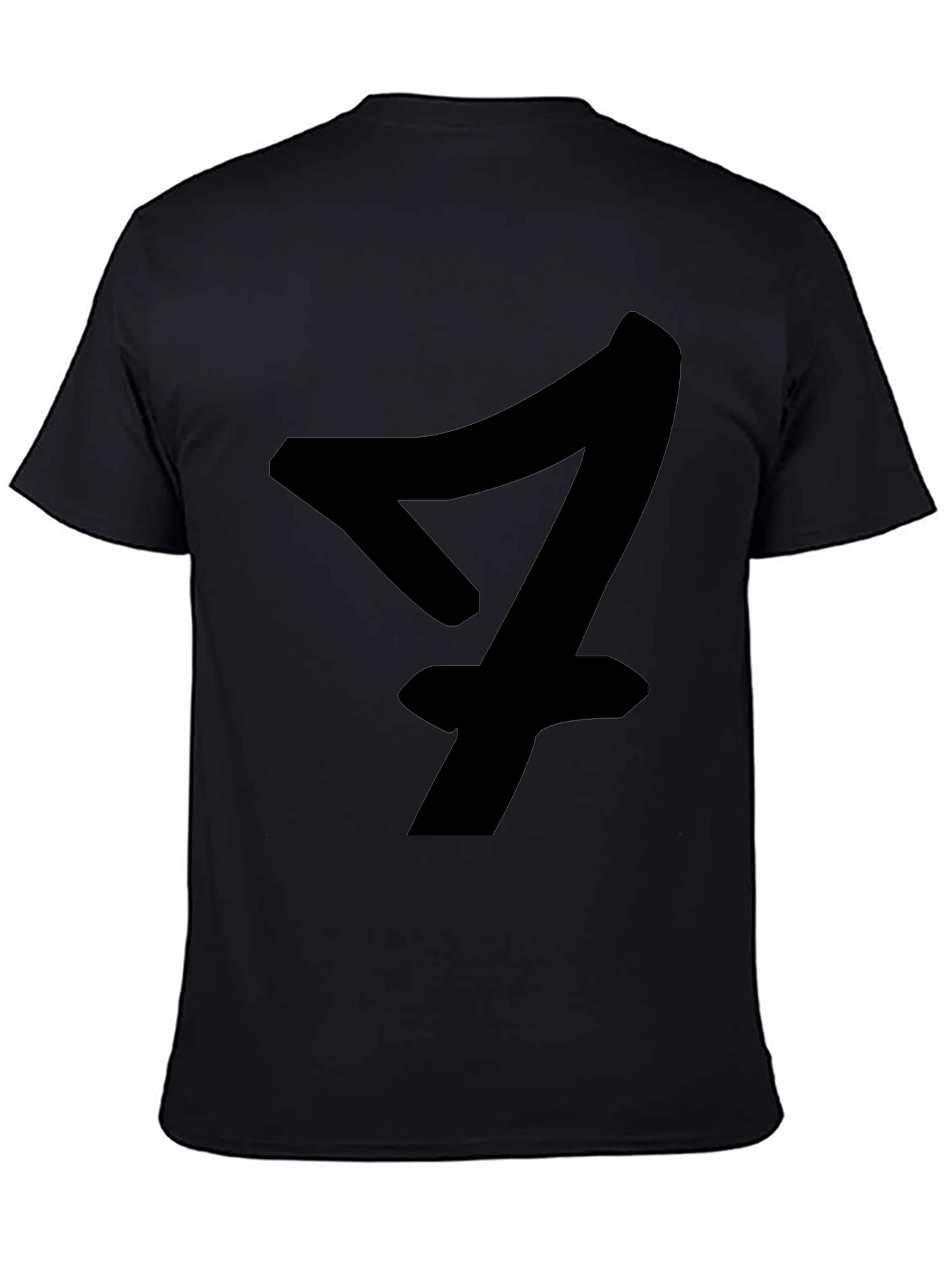 Black Black T-Shirt with Bold Number Seven Design view 4