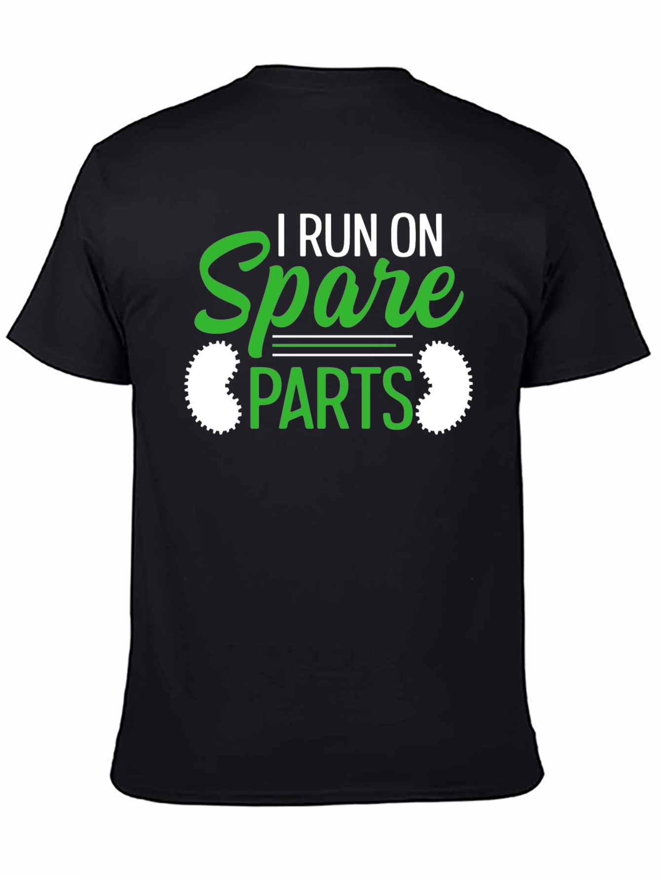 Black I Run On Spare Parts Funny Graphic T-Shirt view 4