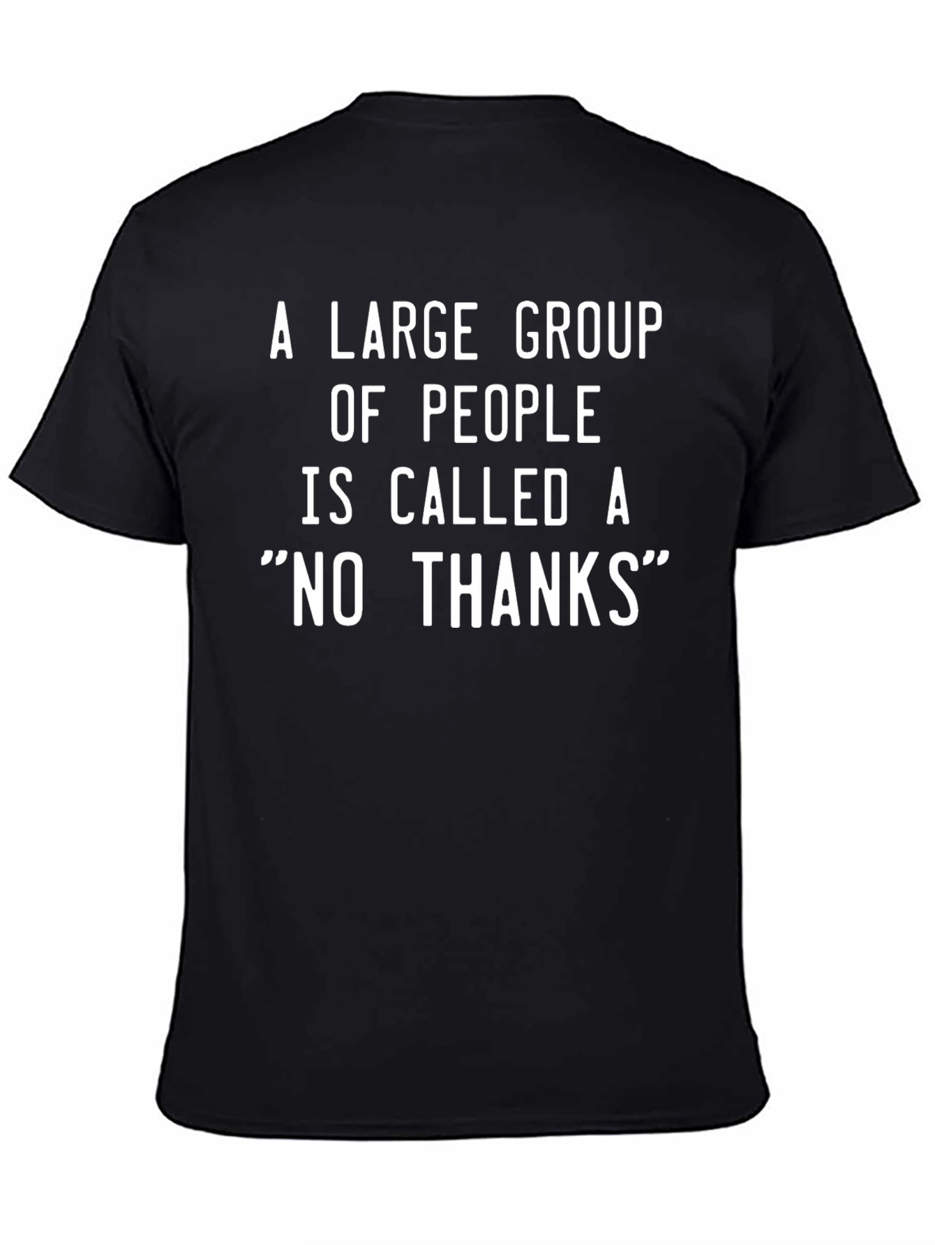 Black Funny Graphic T-Shirt: "NO THANKS" view 4