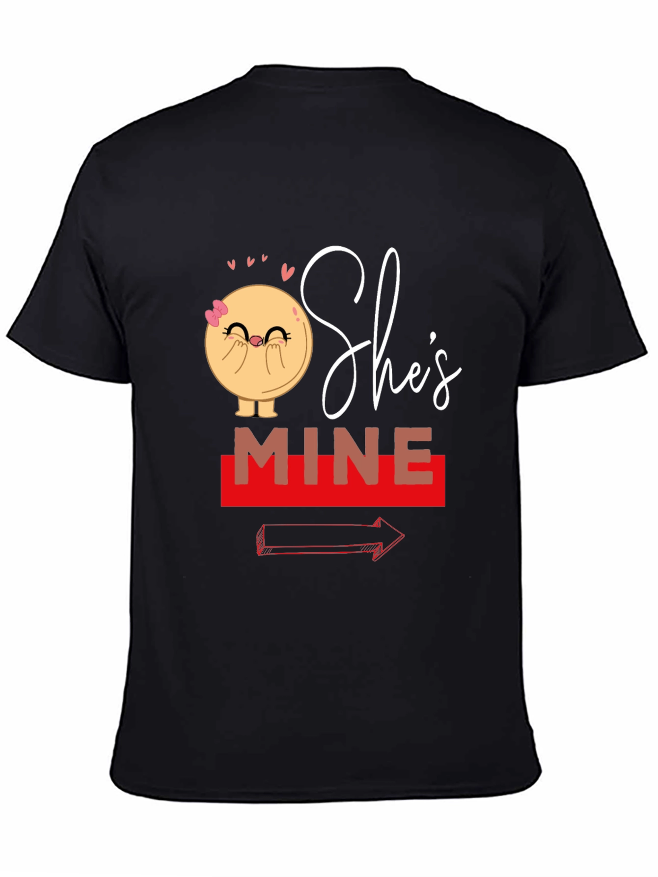 Black She's Mine Matching Couple T-Shirt view 4