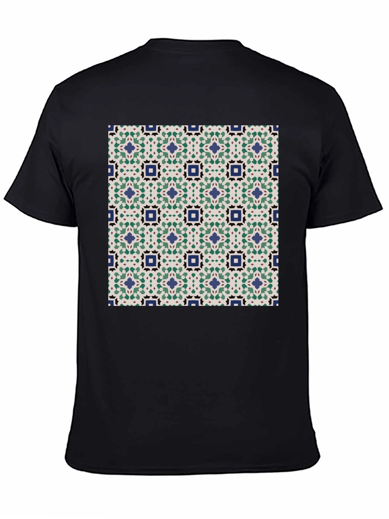 Black Patterned T-Shirt: Geometric Design view 4