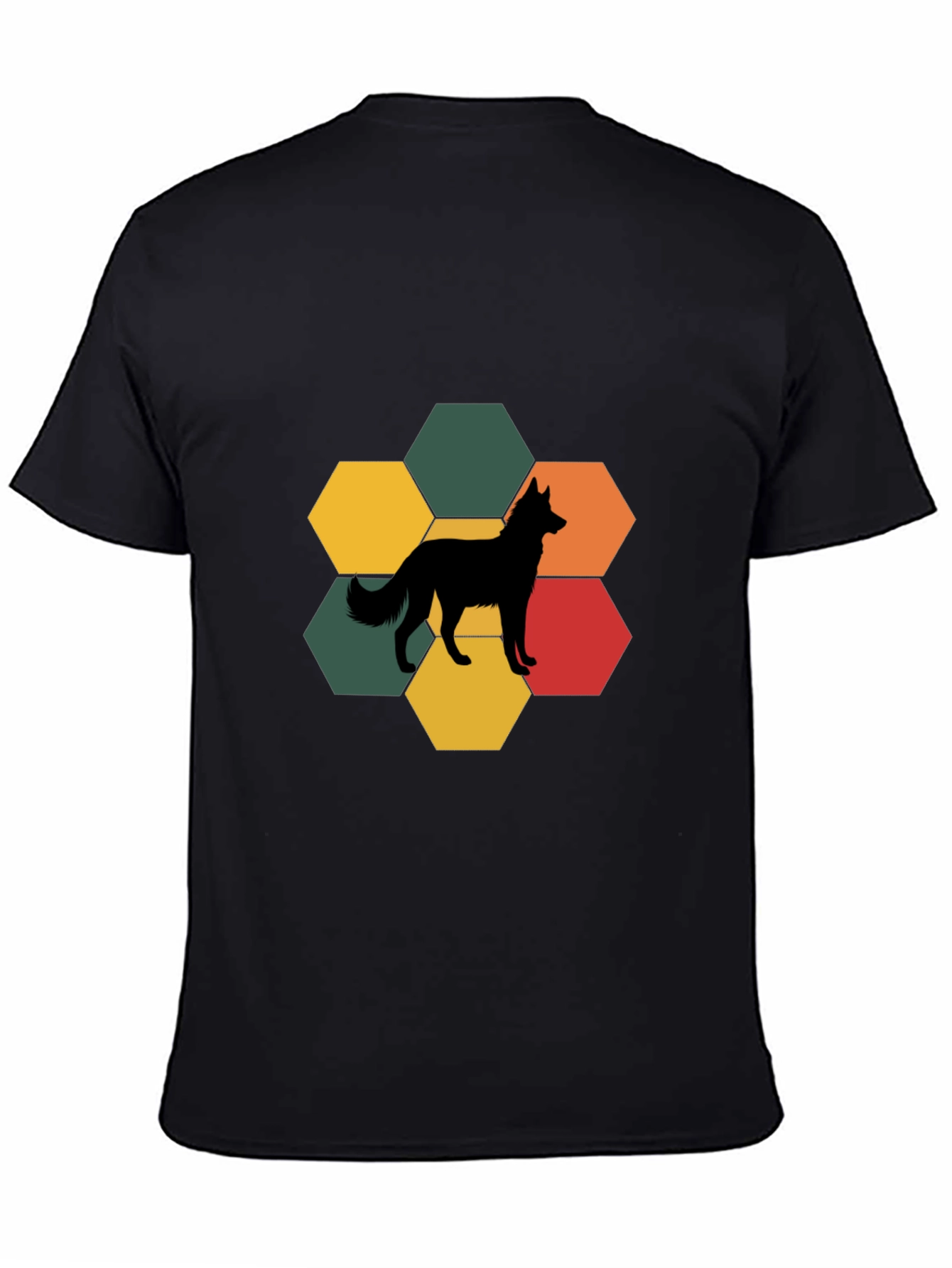 Black Dog Silhouette Hexagon T-Shirt view 4