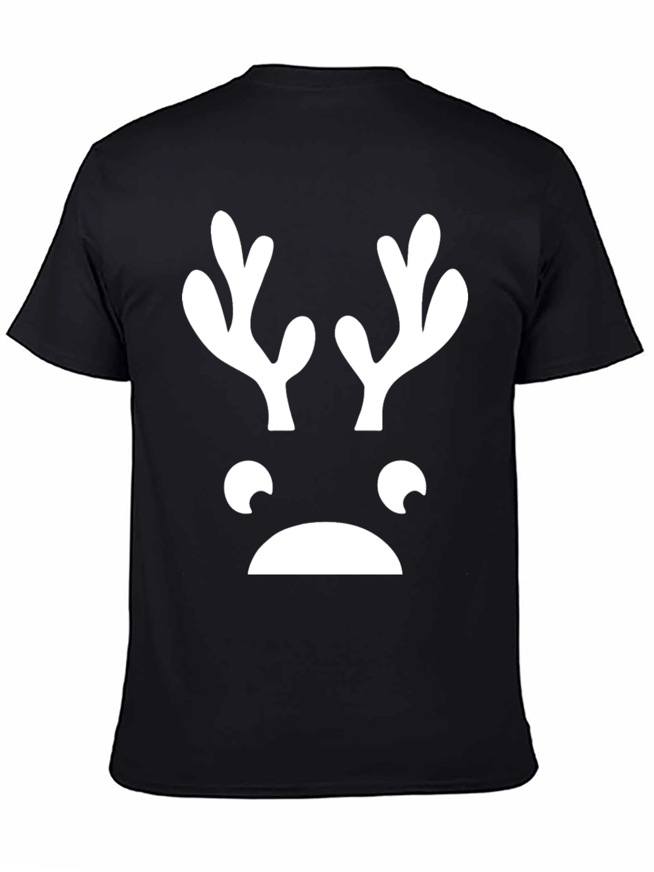 Black Funny Reindeer Face Graphic Tee - Black T-Shirt view 4