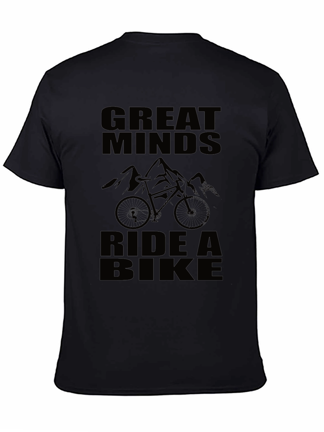 Black Great Minds Ride a Bike Black Graphic T-Shirt view 4