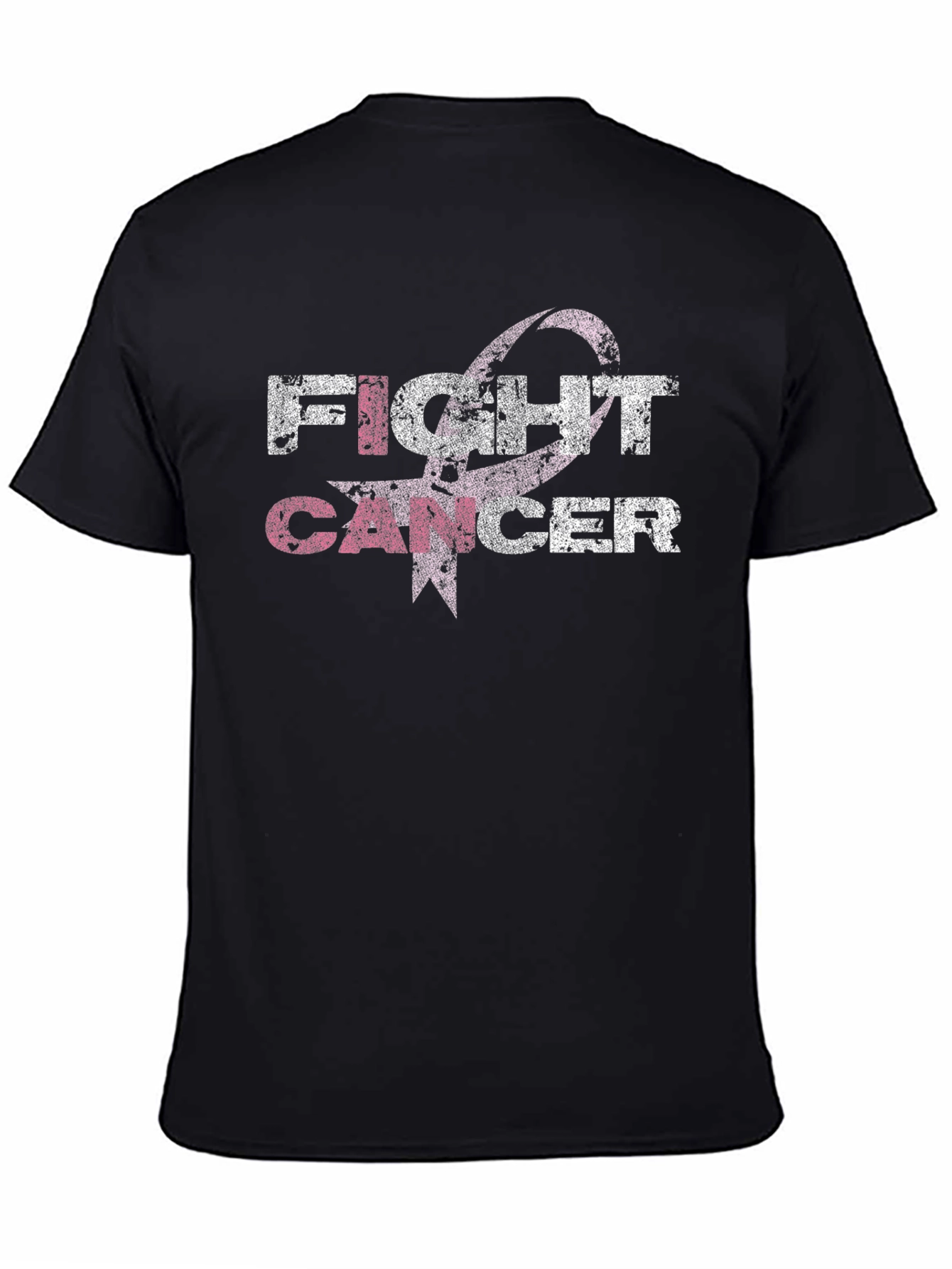 Black Fight Cancer Awareness Ribbon Graphic T-Shirt view 4