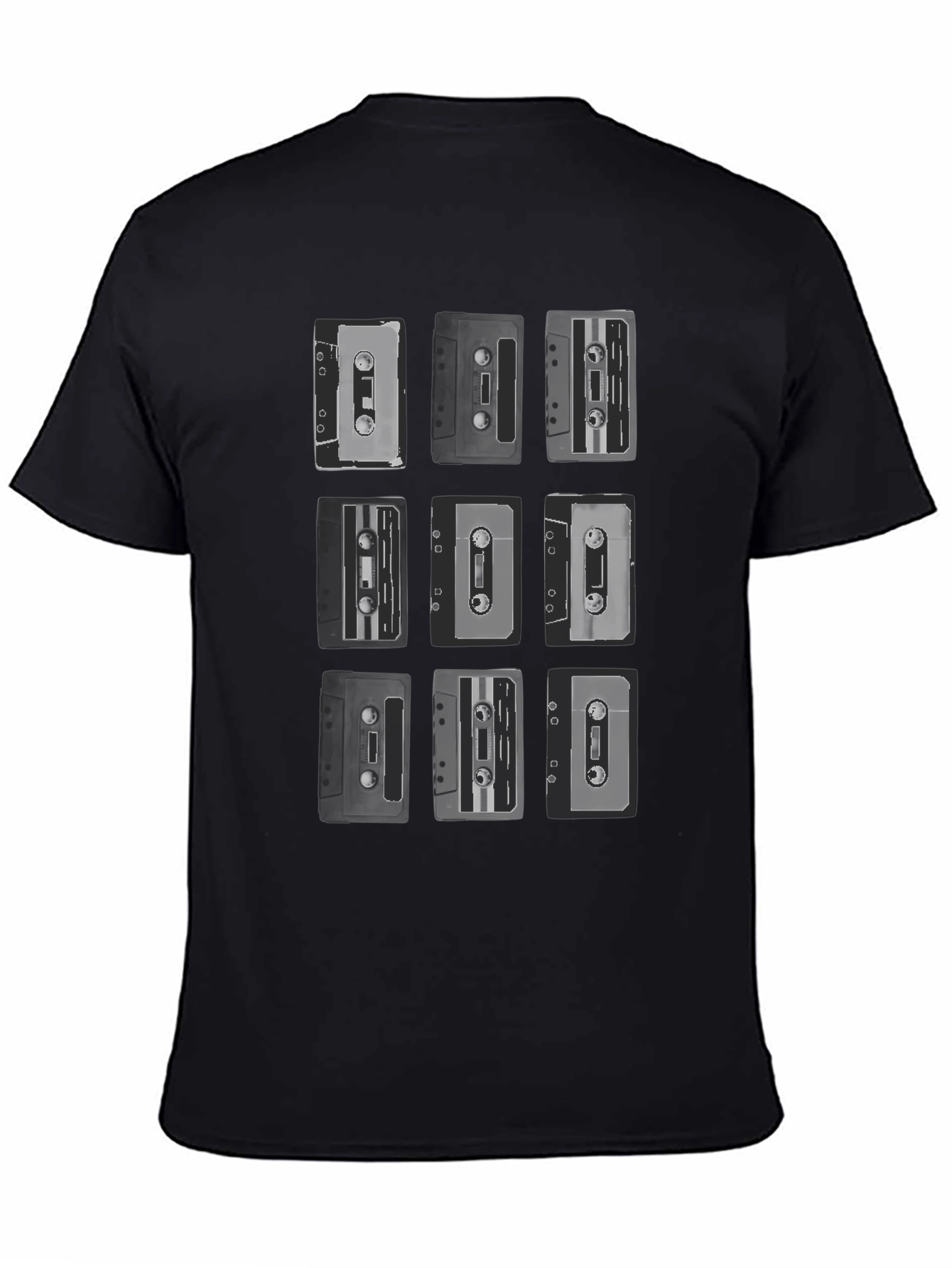 Black Retro Cassette Tape Graphic Tee - Classic Music Lover Shirt view 4