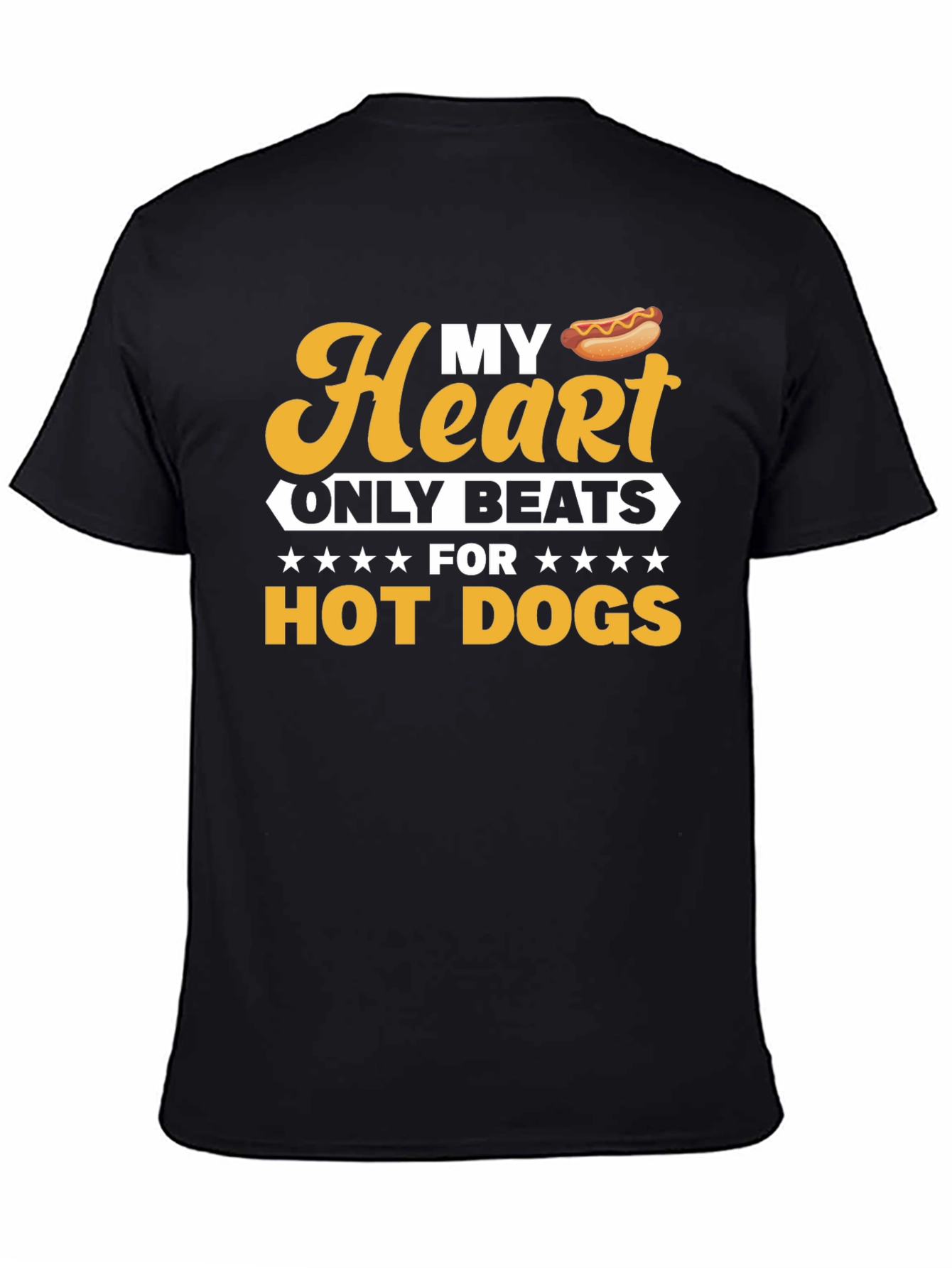 Black Funny Hot Dog Lover T-Shirt - My Heart Beats For Hot Dogs view 4