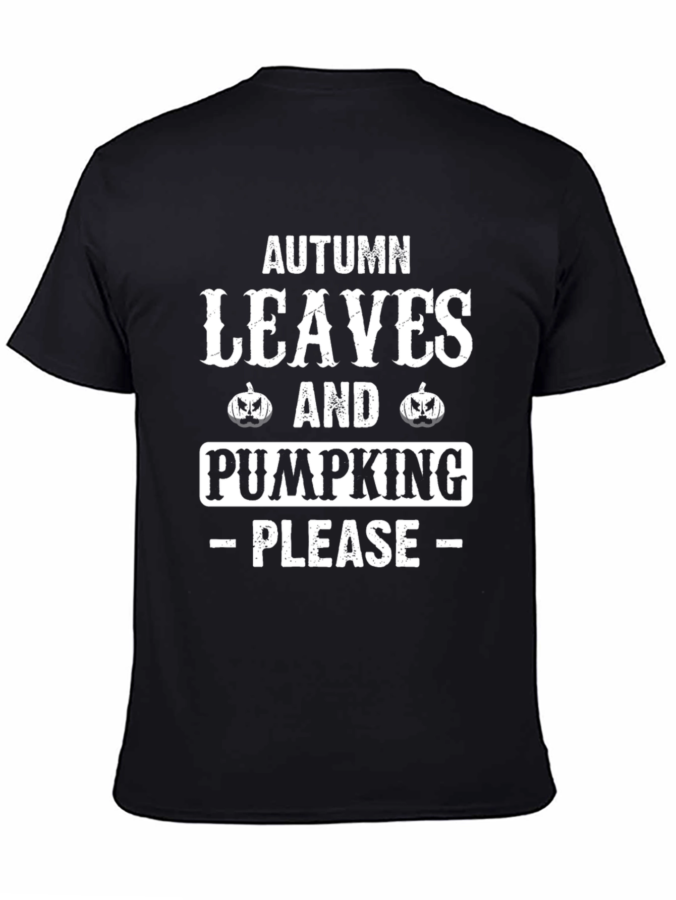 Black Autumn Leaves and Pumpkin Please T-Shirt view 4