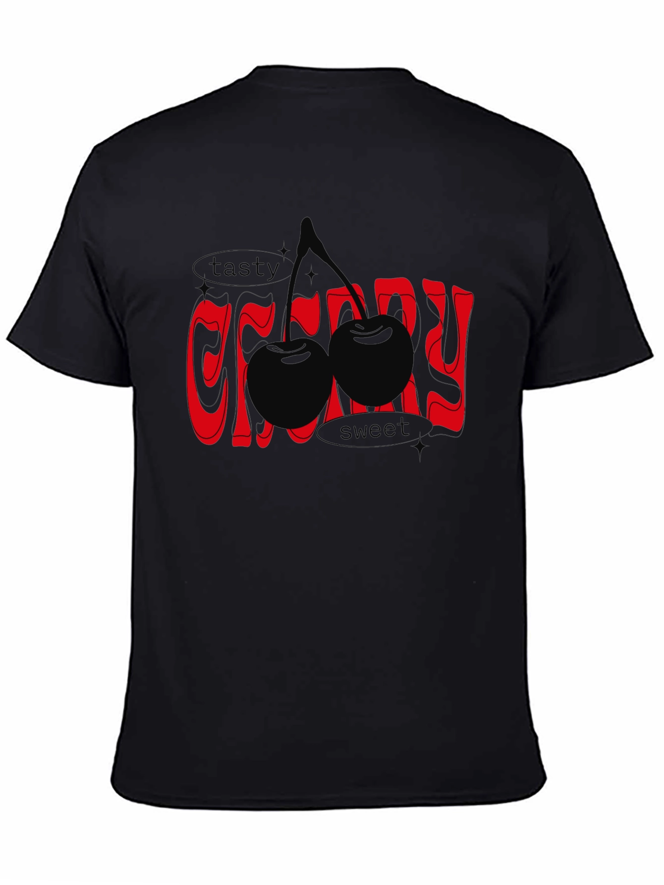Black Tasty Cherry Graphic Tee - Unisex Black T-Shirt view 4