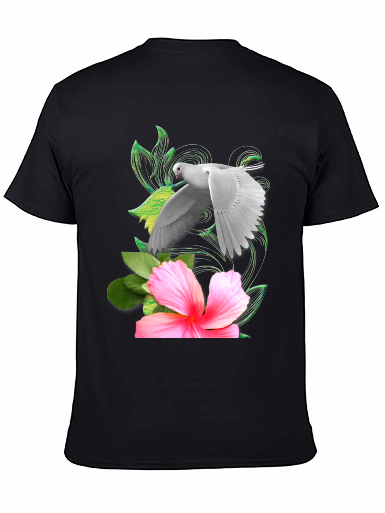 Black Dove & Hibiscus Graphic T-Shirt view 4