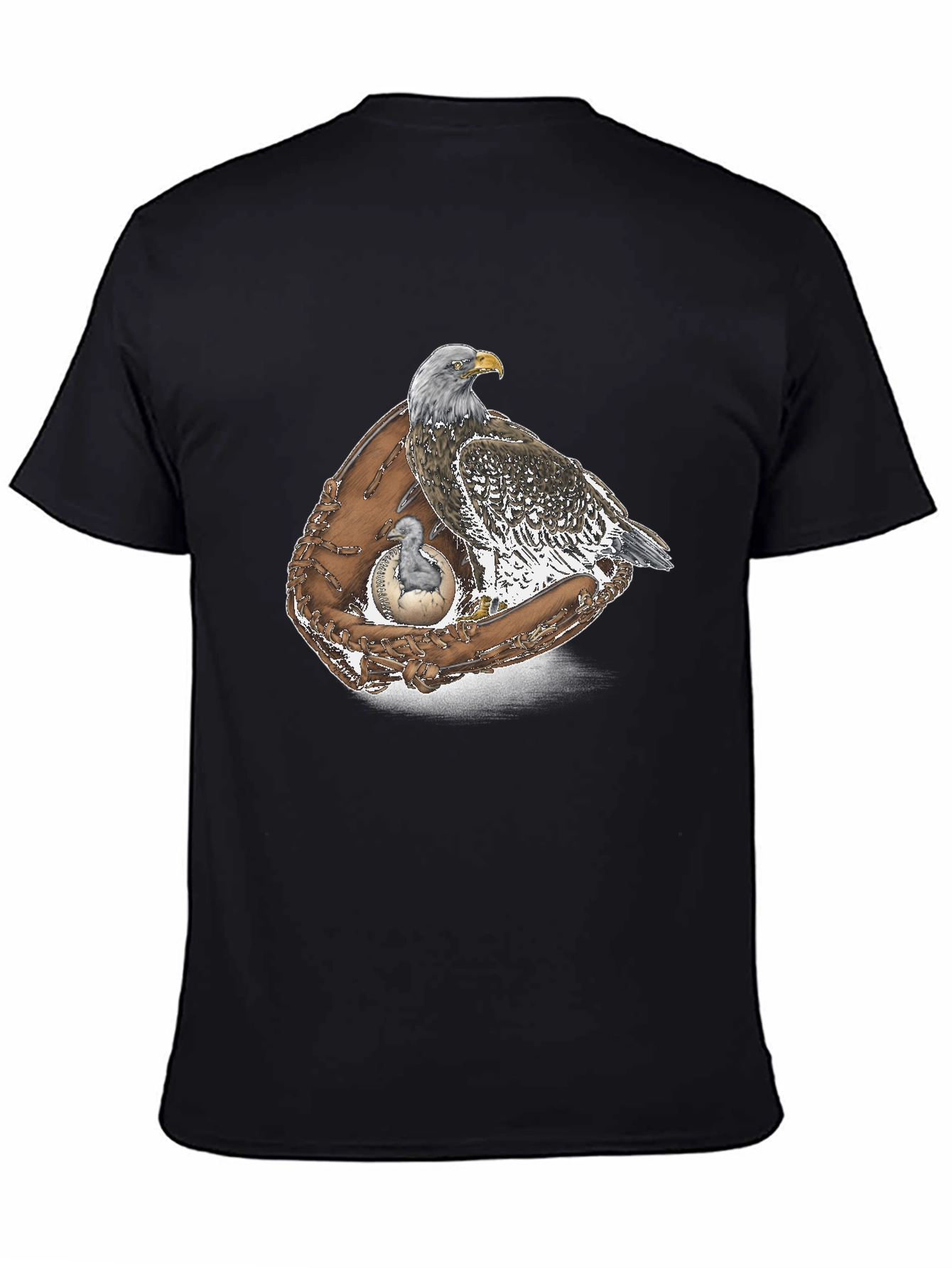 Black Eagle & Baseball Glove Graphic T-Shirt view 4