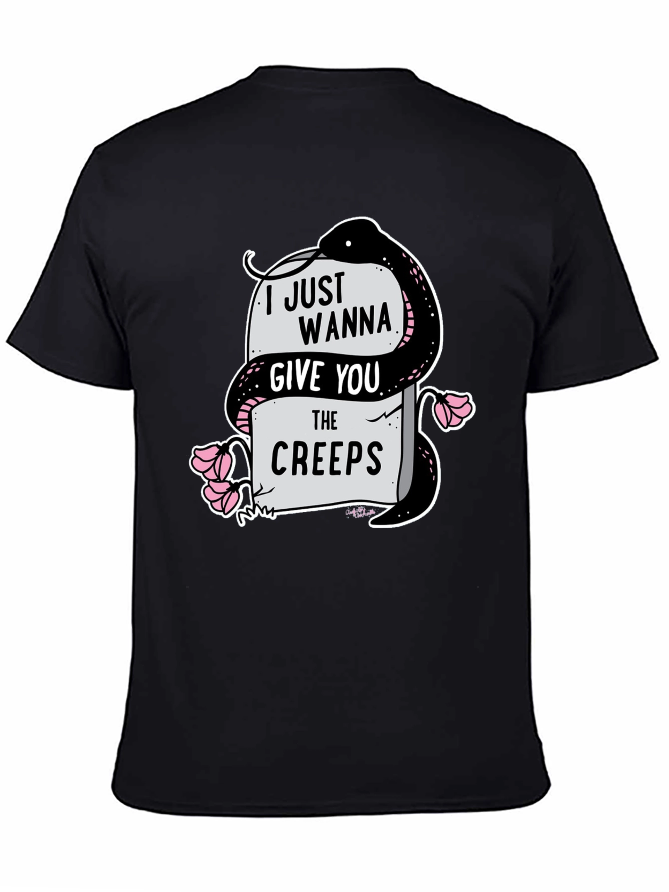 Black I Just Wanna Give You The Creeps Graphic T-Shirt view 4