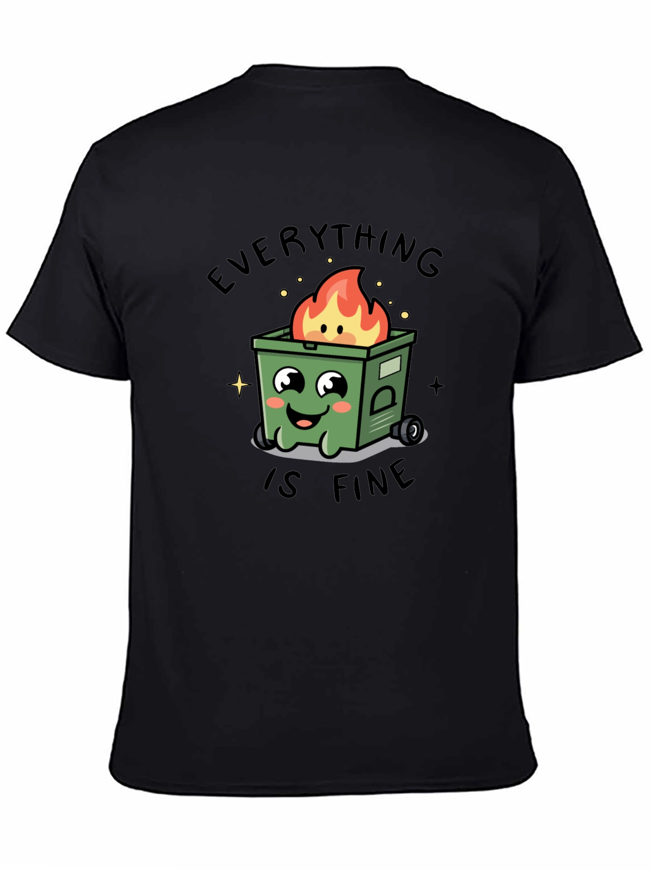 Black Everything Is Fine T-Shirt - Dumpster Fire Graphic Tee view 4