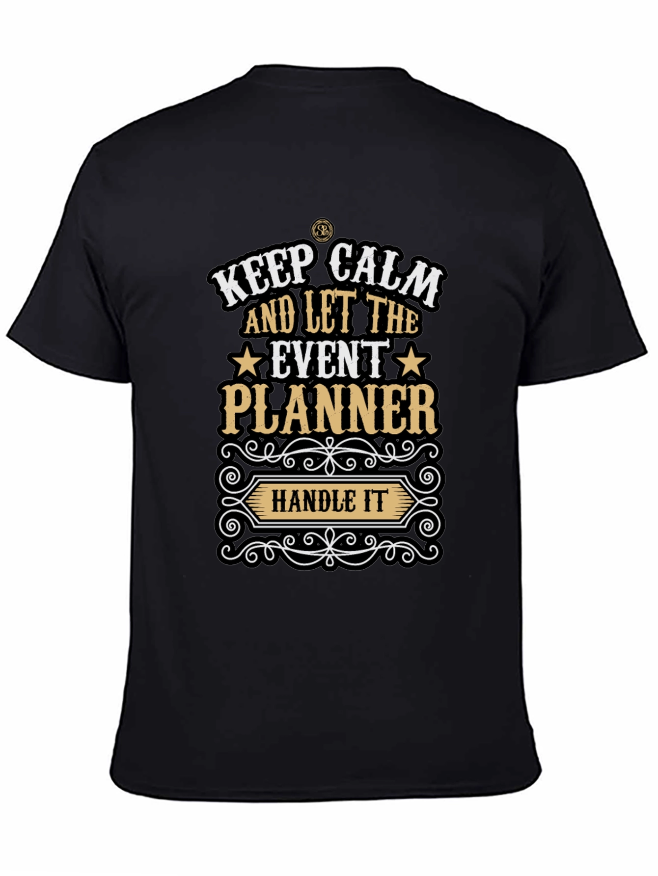 Black Keep Calm Event Planner Graphic Tee view 4
