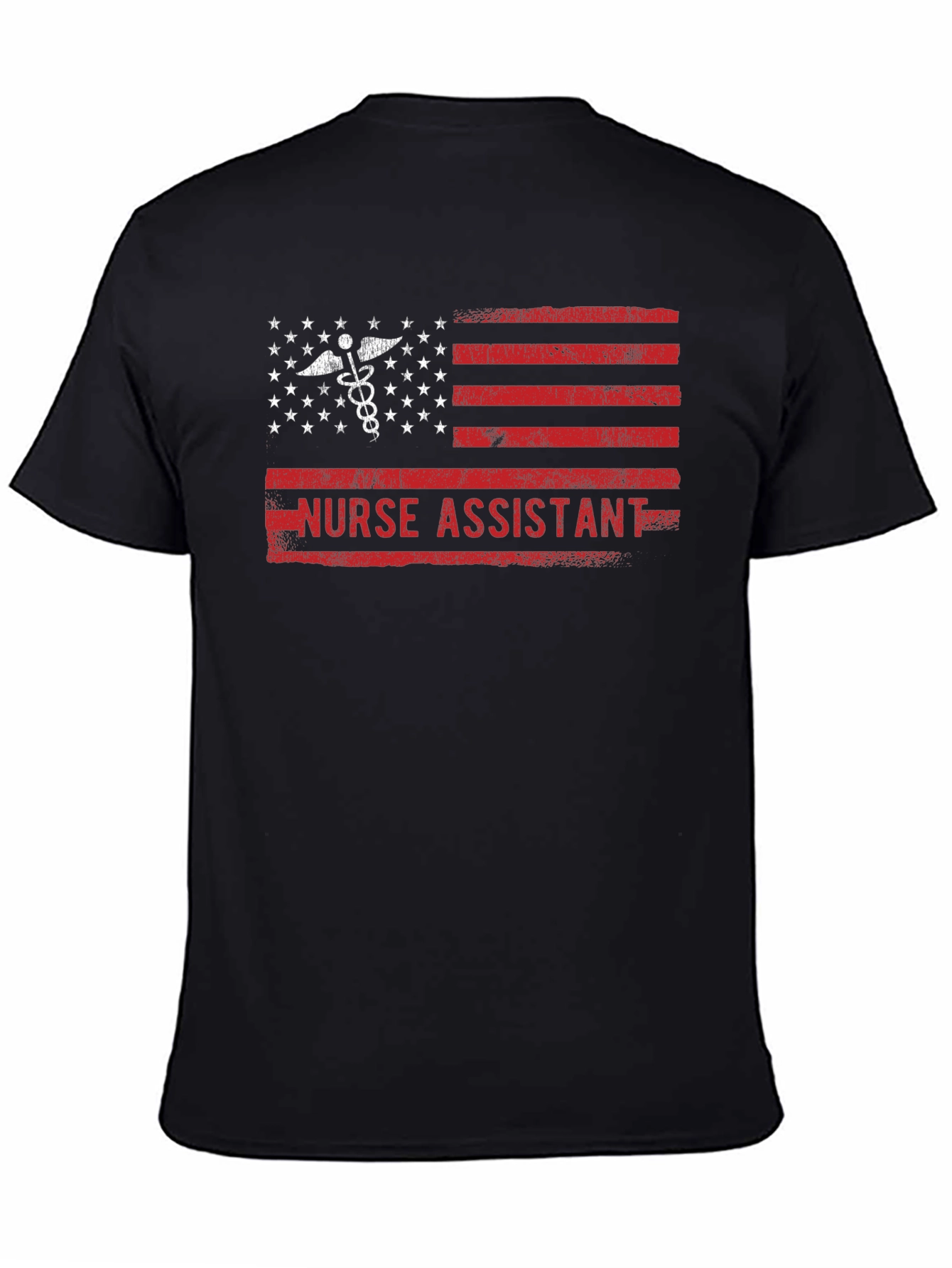 Black Nurse Assistant American Flag T-Shirt view 4