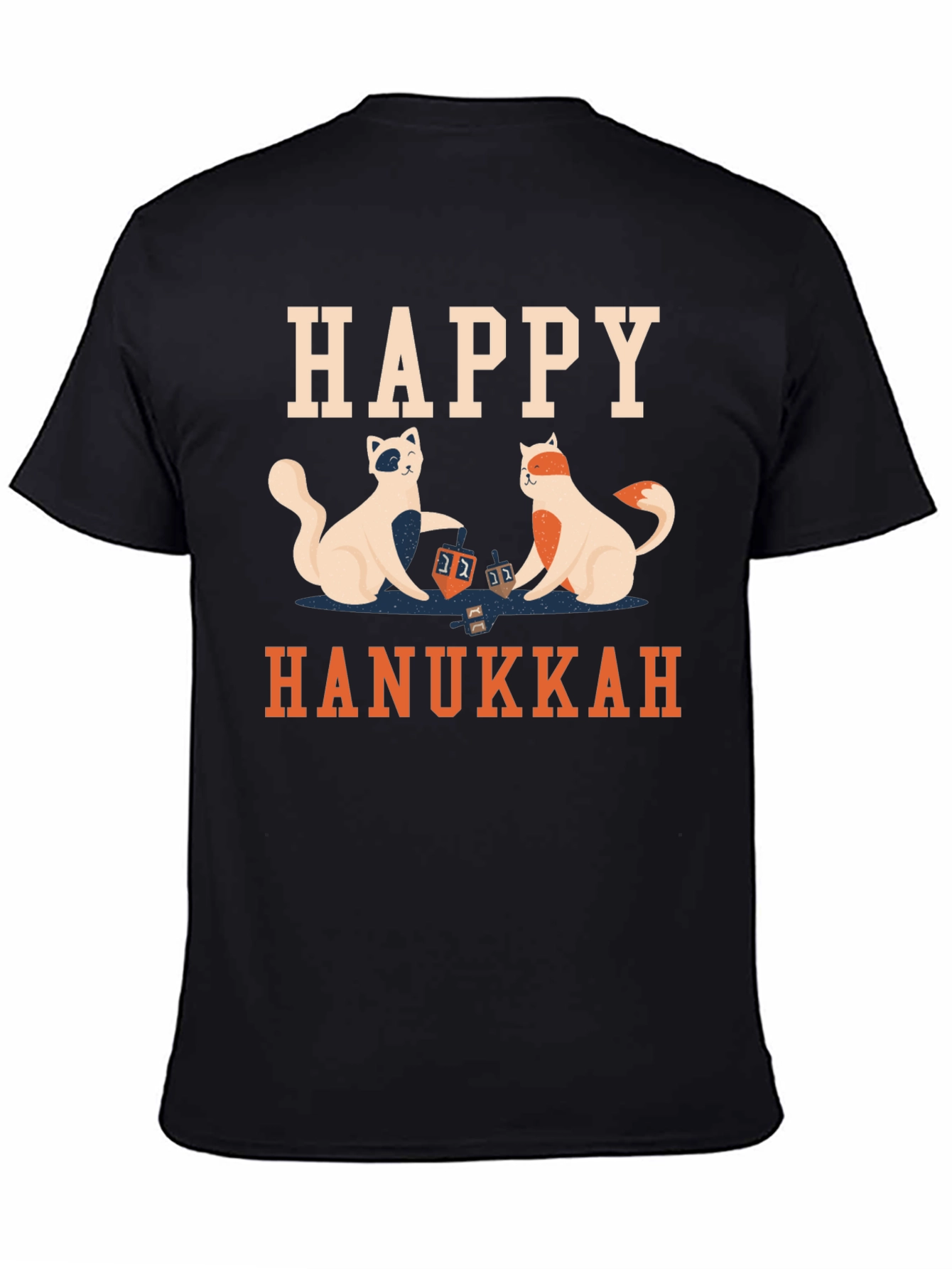 Black Happy Hanukkah Cats Men's T-Shirt view 4