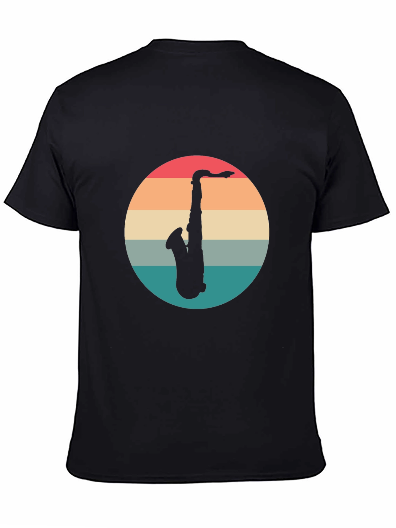 Black Retro Saxophone T-Shirt - Vintage Style Music Tee view 4