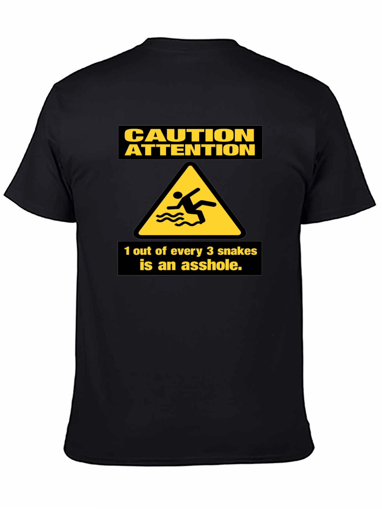 Black Caution Snakes Funny Graphic T-Shirt view 4