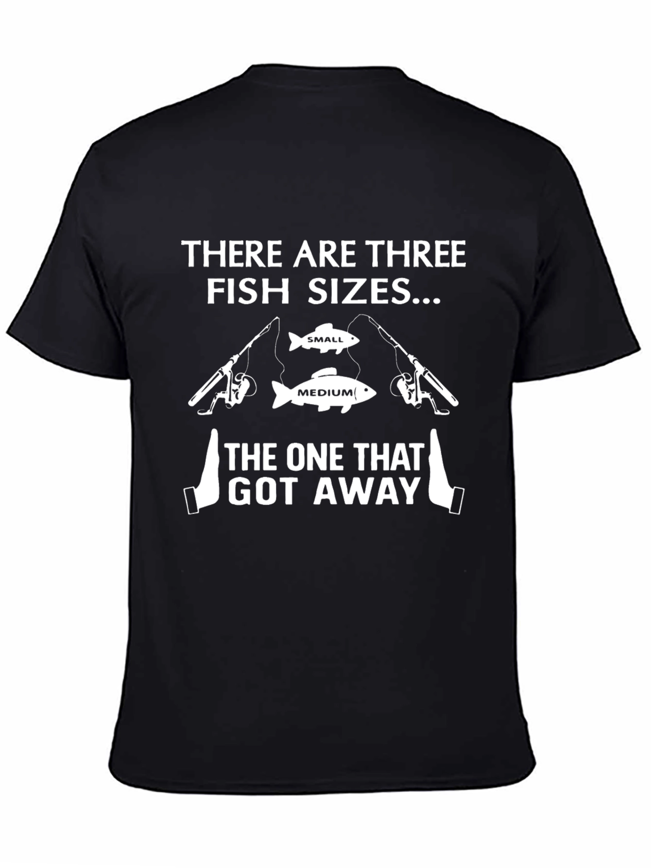 Black Funny Fishing T-Shirt - Three Fish Sizes view 4