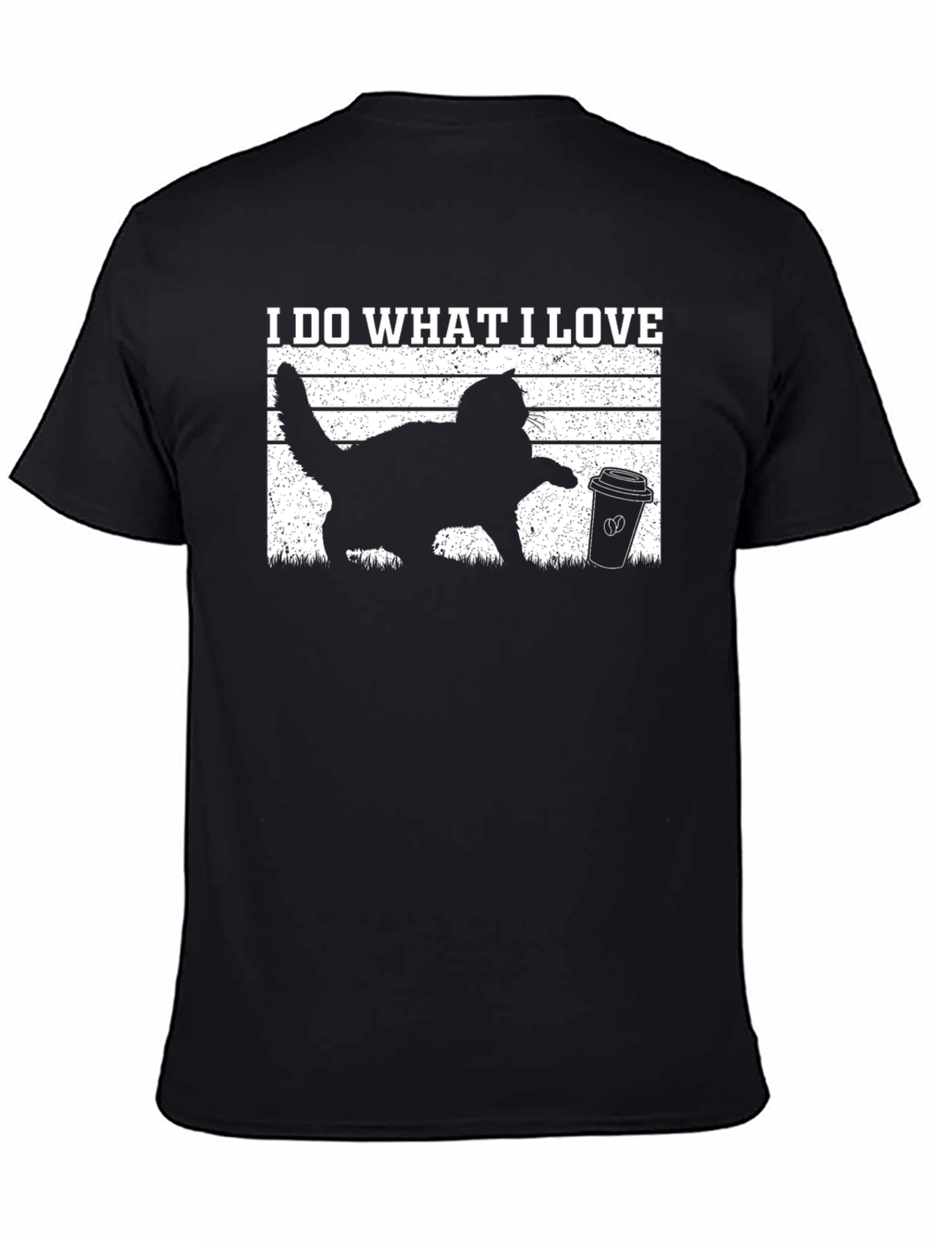 Black I Do What I Love Cat & Coffee Graphic Tee view 4