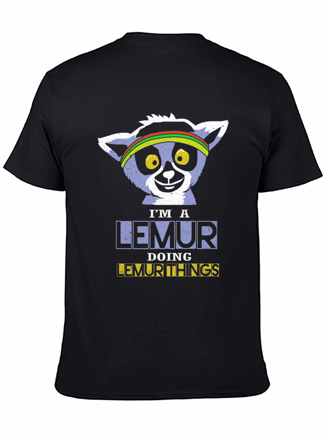 Black I'm A Lemur Doing Lemur Things Black T-Shirt view 4