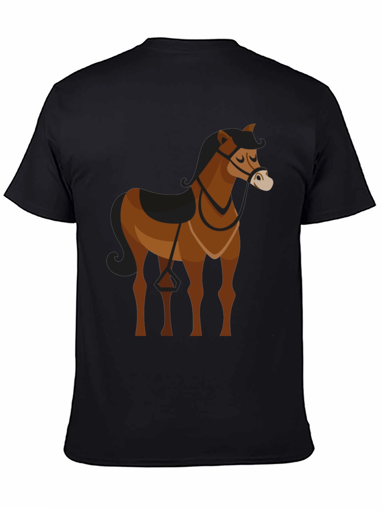 Black Black T-Shirt with Brown Horse Graphic view 4