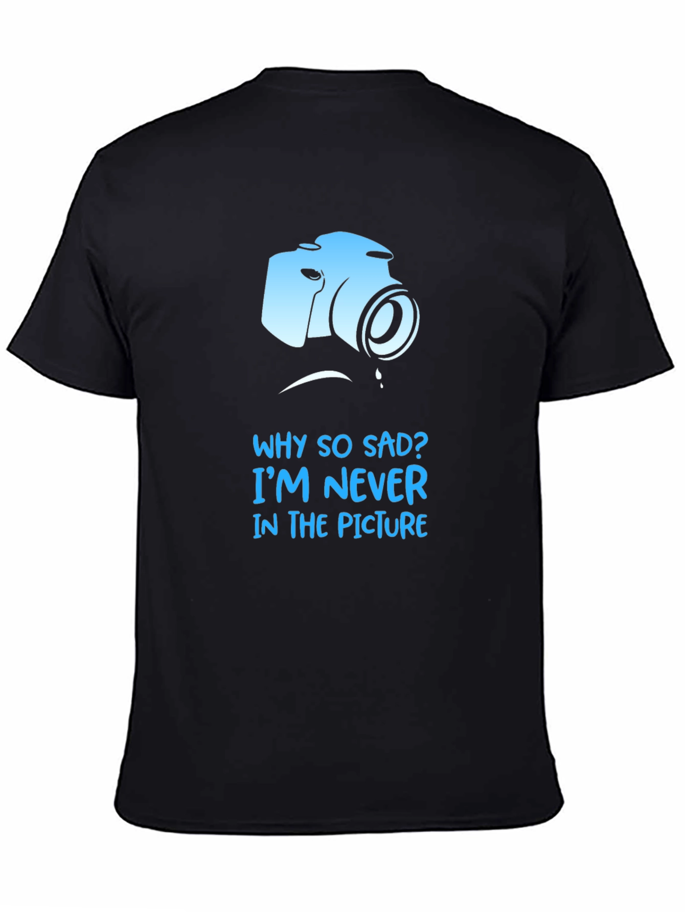 Black Sad Camera T-Shirt - Funny Photographer Tee view 4