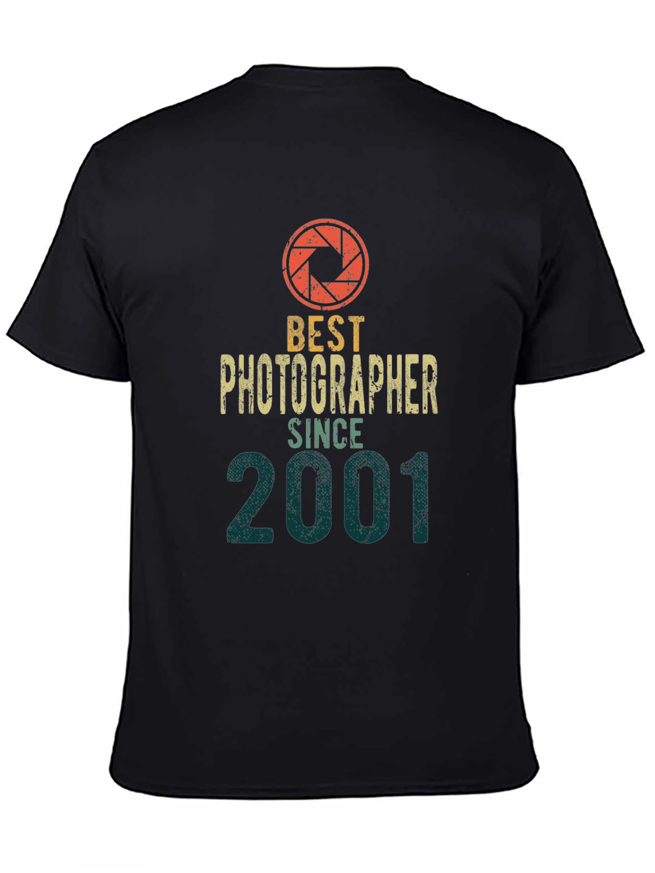 Black Best Photographer Since 2001 T-Shirt - Camera Lens Graphic view 4