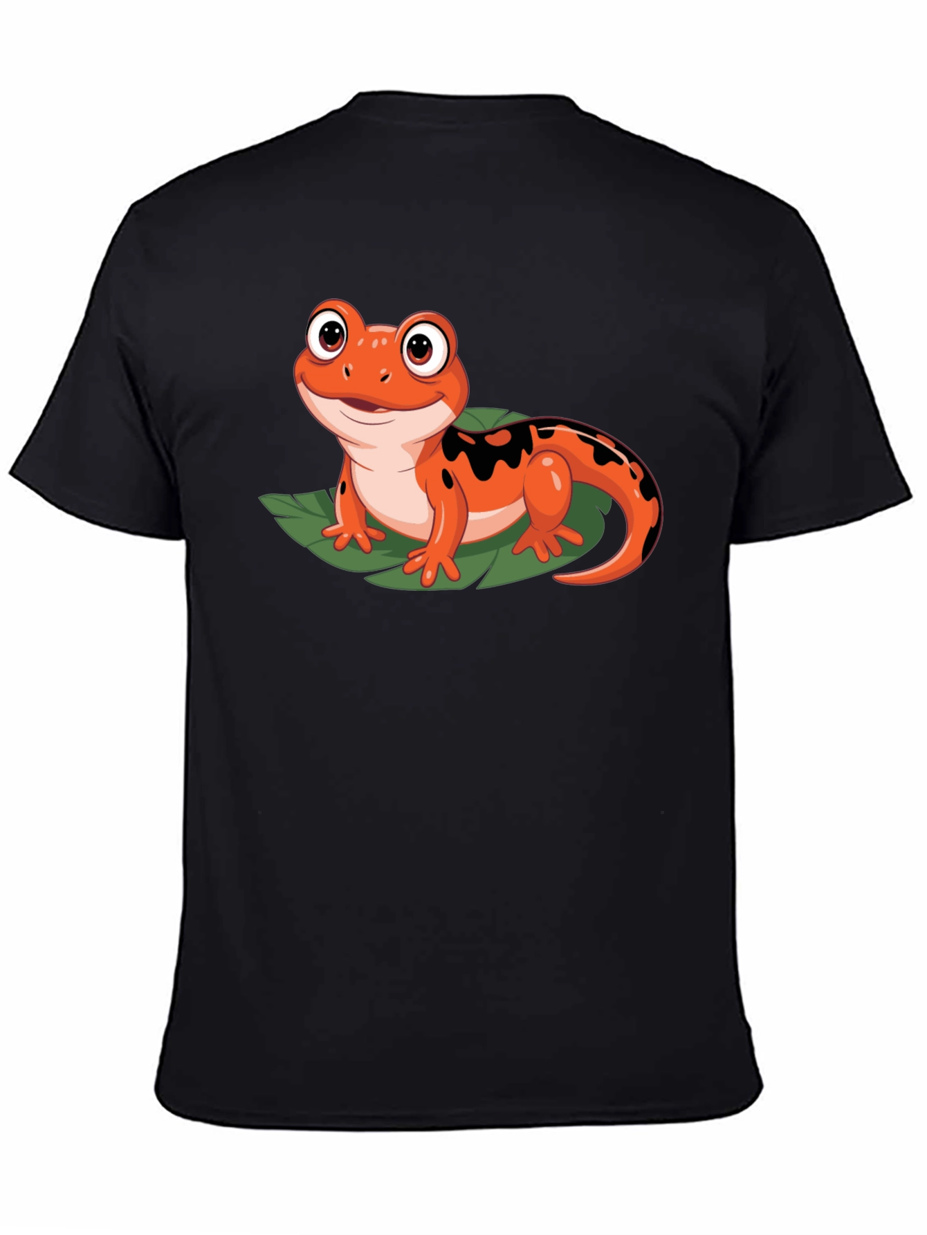 Black Cute Cartoon Salamander Graphic Black T-Shirt view 4