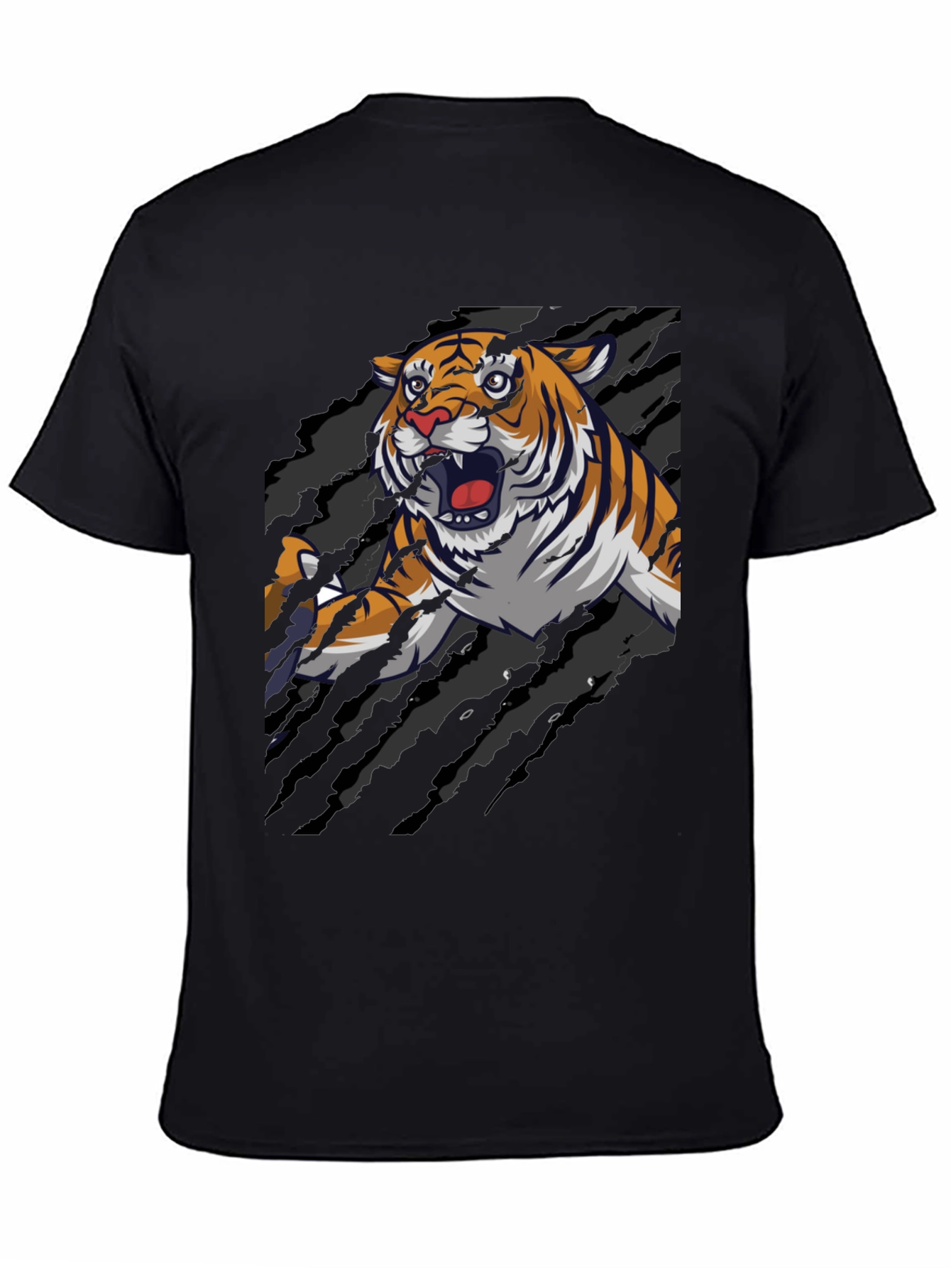 Black Roaring Tiger Graphic Print T-Shirt view 4