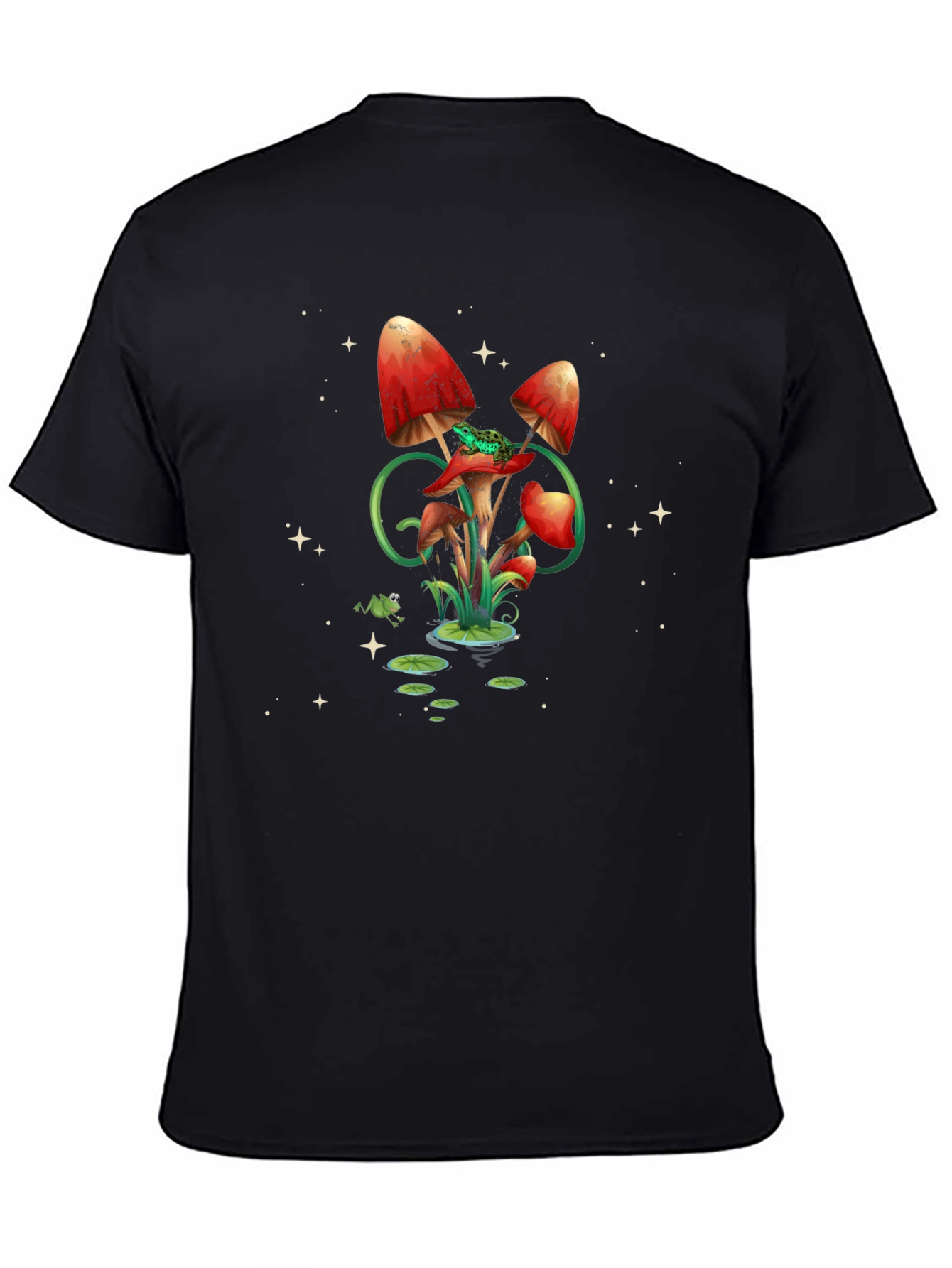 Black Mushroom Frog Graphic T-Shirt - Relaxed Fit view 4