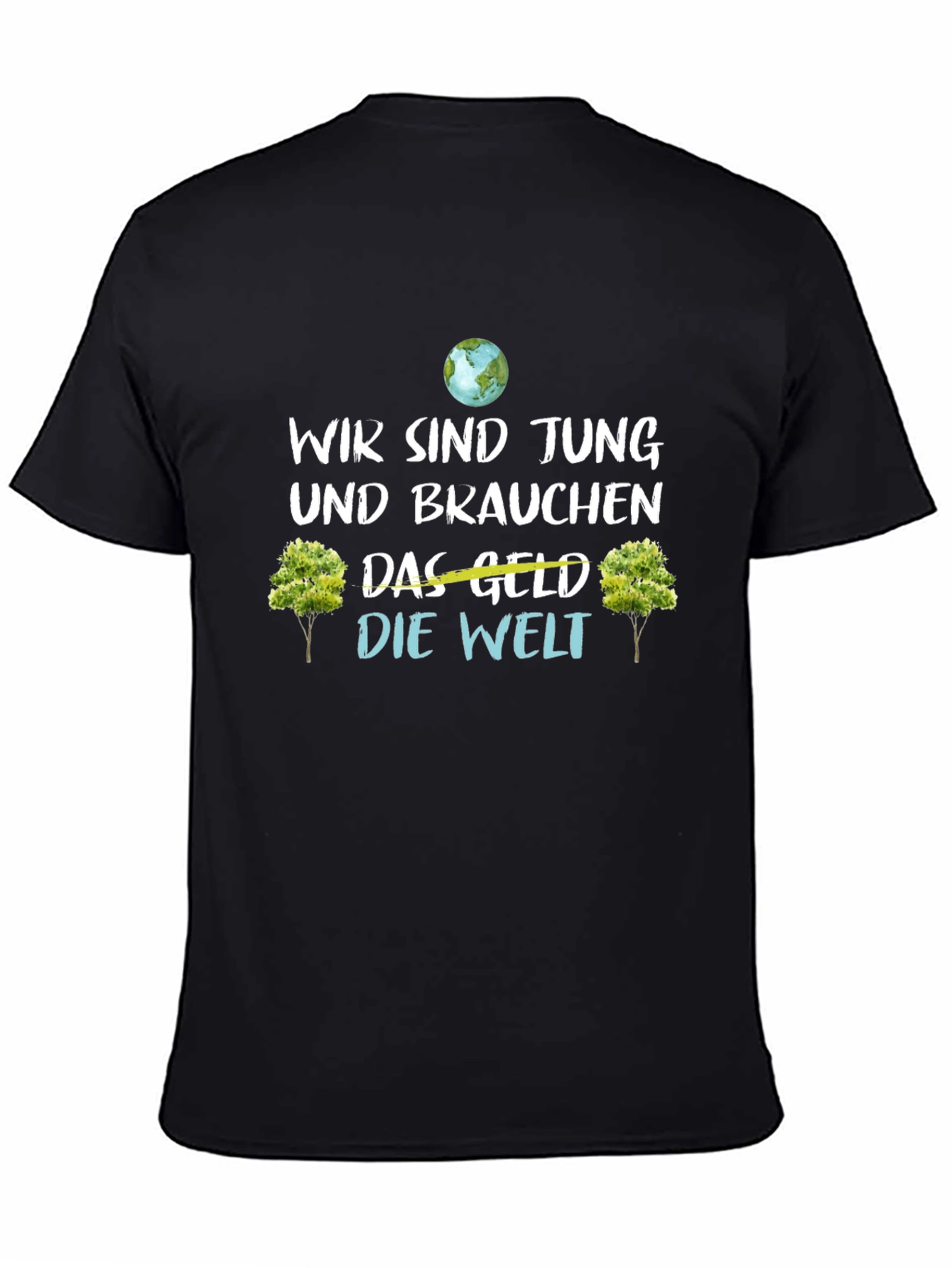 Black Eco-Conscious 'Wir Sind Jung' Graphic Tee view 4