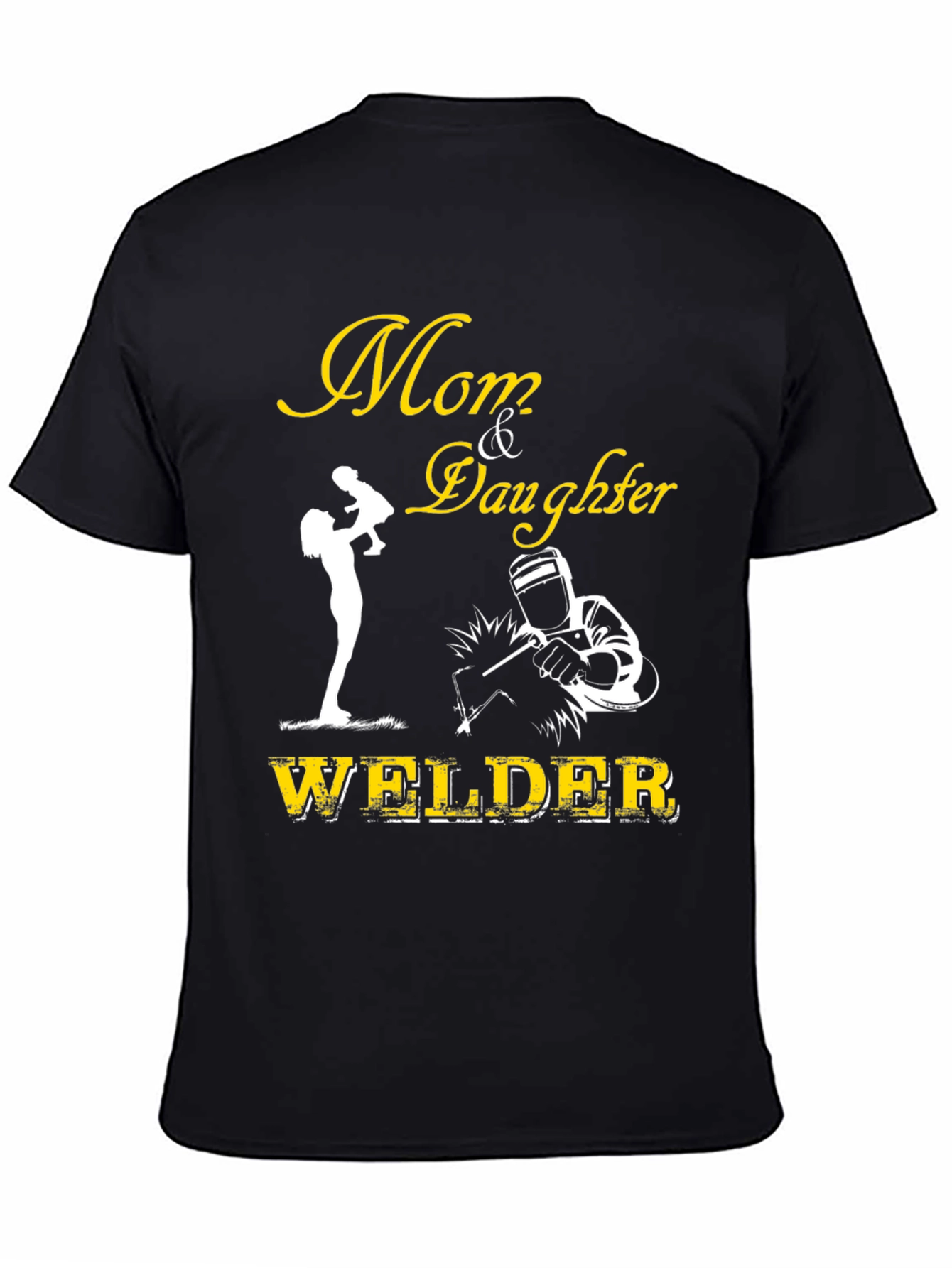 Black Mom & Daughter Welder Graphic Tee - Black view 4