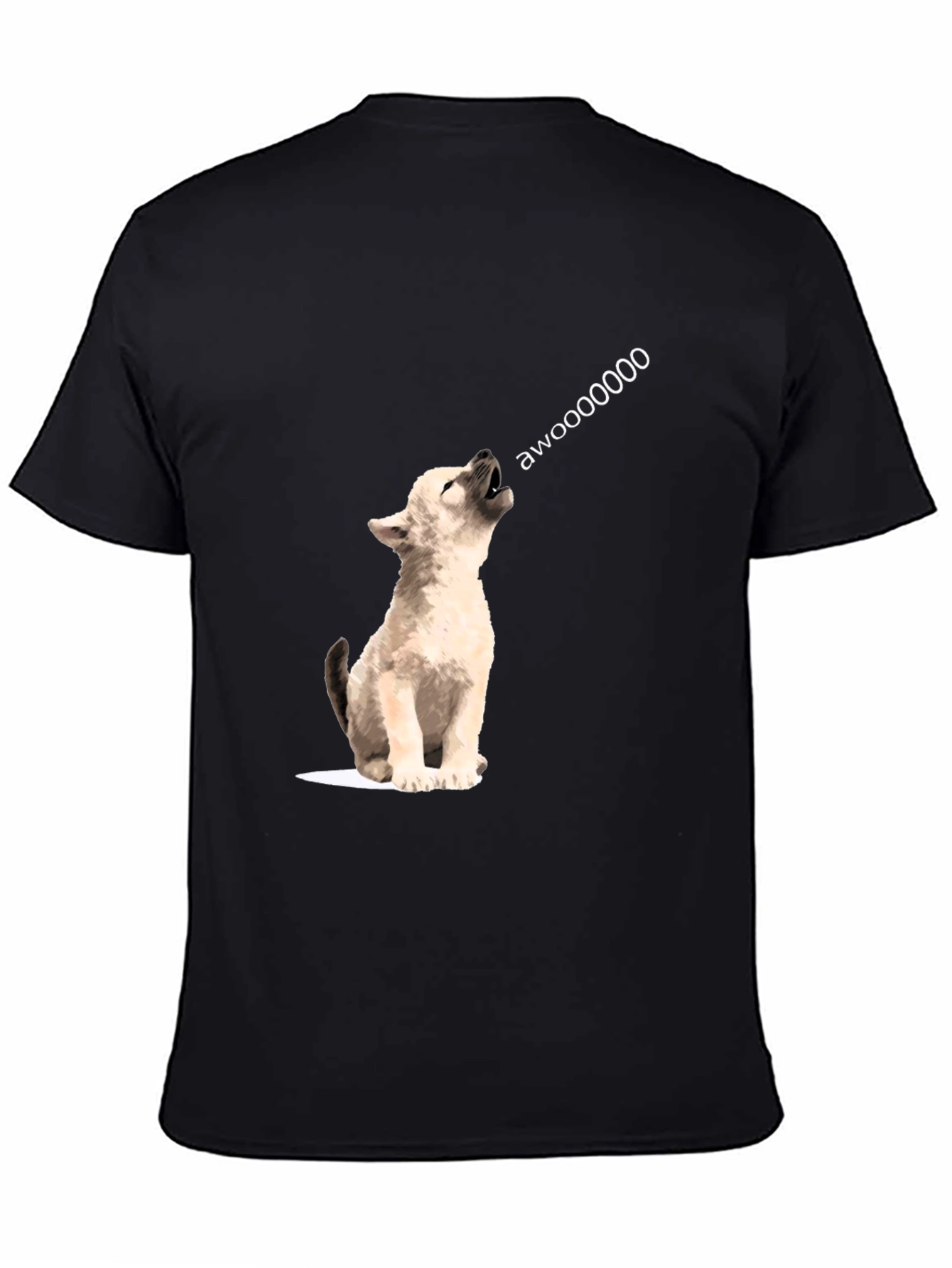 Black Awoooo Wolf Graphic Tee - Black view 4