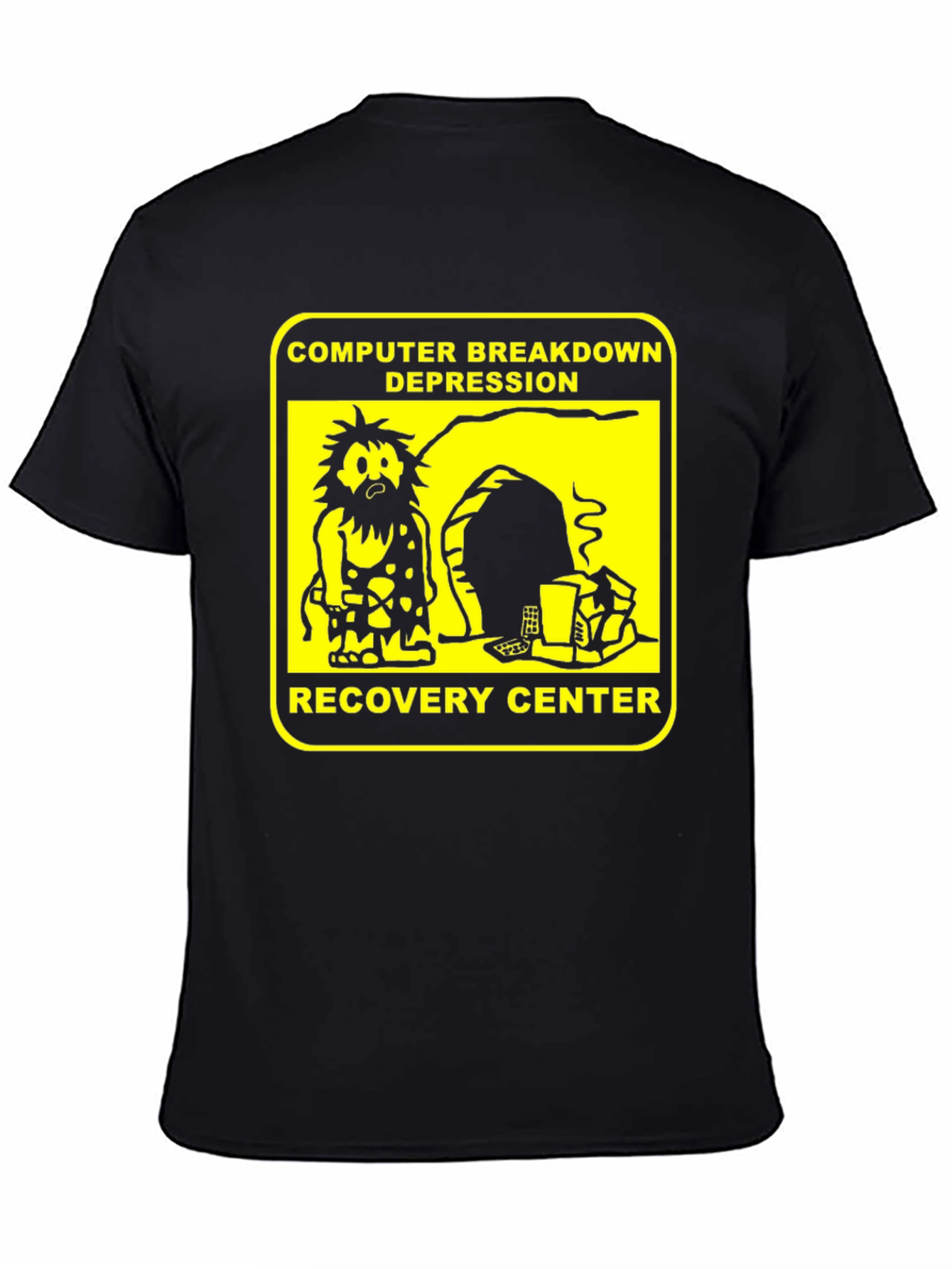Black Computer Breakdown Depression Recovery Center Black T-Shirt view 4