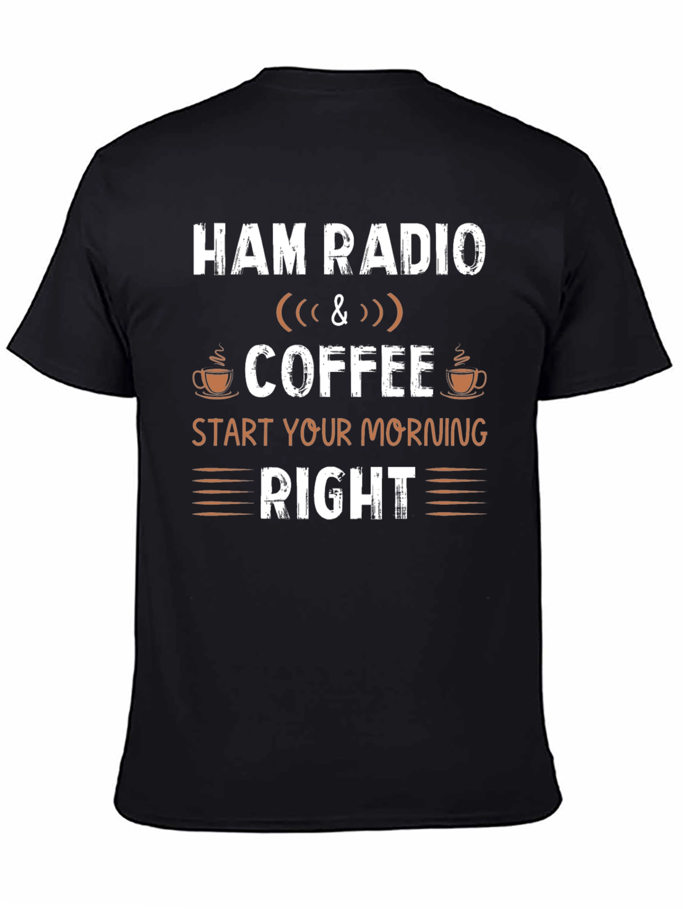 Black Ham Radio & Coffee T-Shirt - Start Your Morning Right view 4