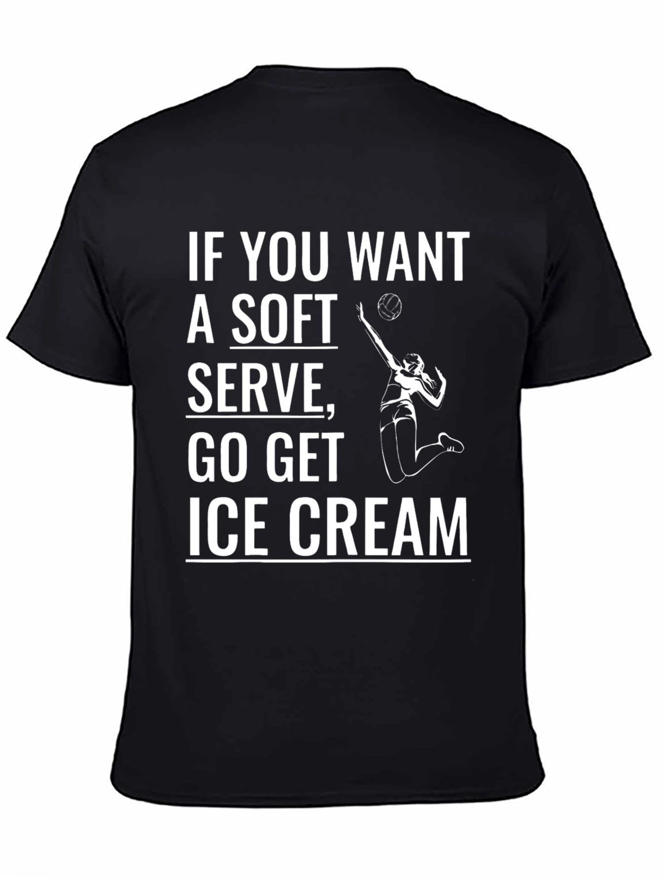 Black Volleyball Serve Humor Graphic Tee view 4