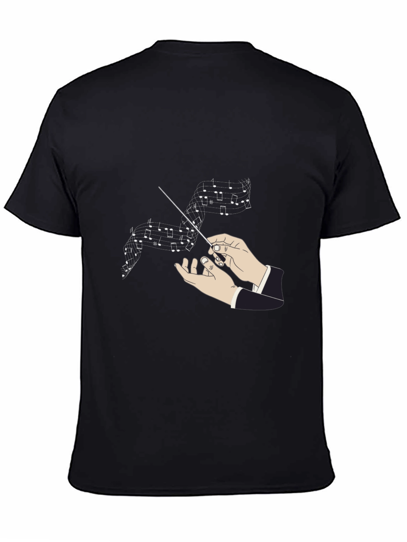 Black Conductor Music Notes Graphic Black T-Shirt view 4